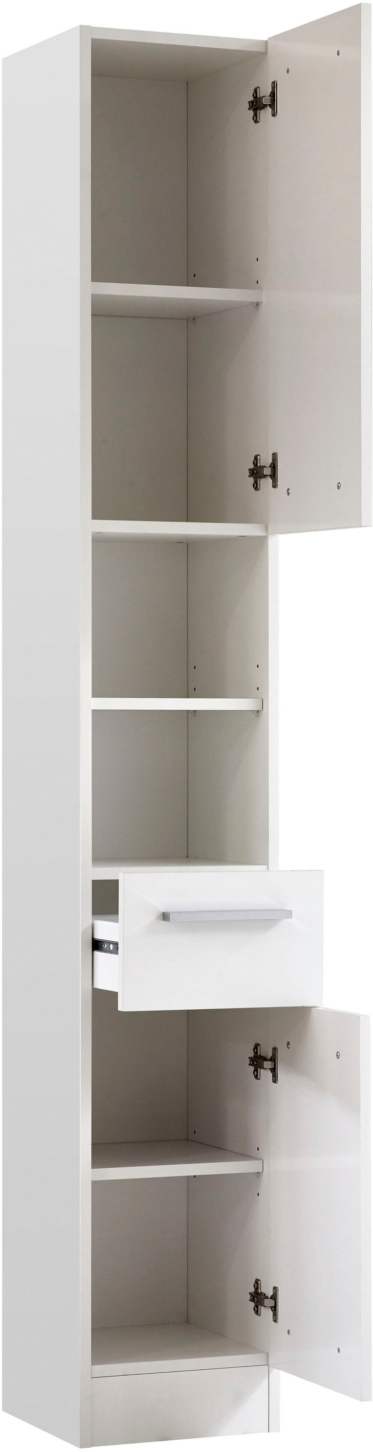 Saphir Badmöbel-Set »Quickset 335 5-teilig, Waschbeckenunterschrank mit LED-Spiegelschrank«, (5 St.), Hochschrank, Unterschrank, Hängeschrank, inkl. Türdämpfer, 9 Türen