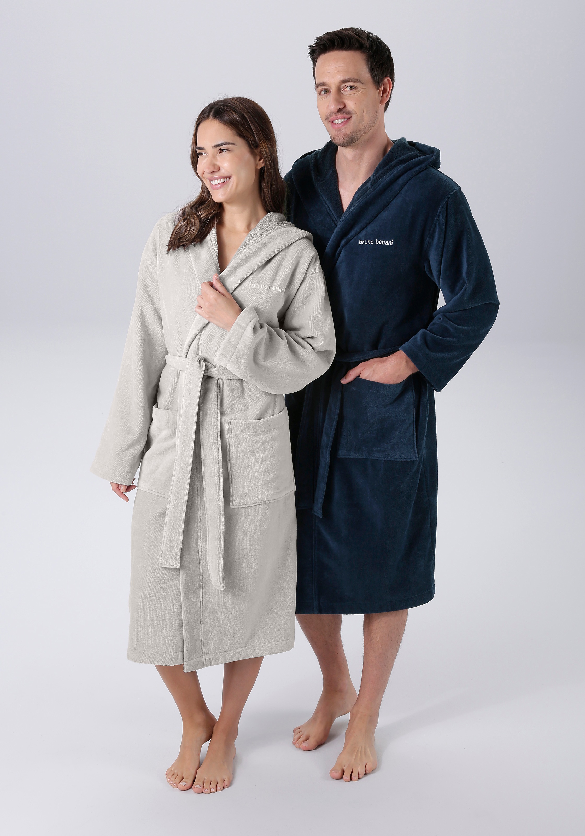 Bruno Banani Unisex-Bademantel »Daniel, ideal für Sauna & Spa, Hotelbademantel, Morgenmantel«, (1 St.), Damen & Herren Bademantel, lang, mit Taschen, S-5XL