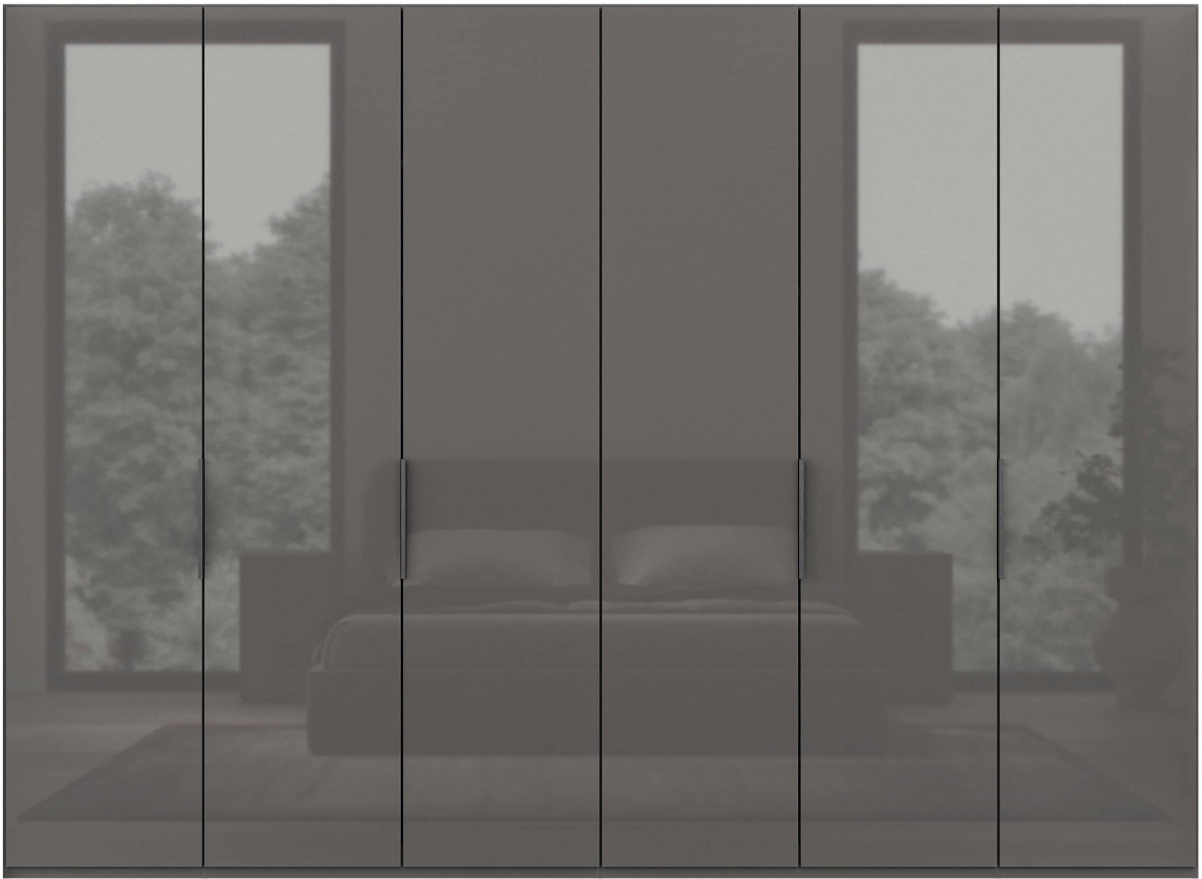 WIEMANN Falttürenschrank »Ohio, Kleiderschrank, Schrank, Garderobe, mit Glasfront, 300 cm« inklusive Einlegeböden & Kleiderstangen, 2 Höhen, MADE IN GERMANY,  inklusive Türdämpfung, hochwertige Glasfront