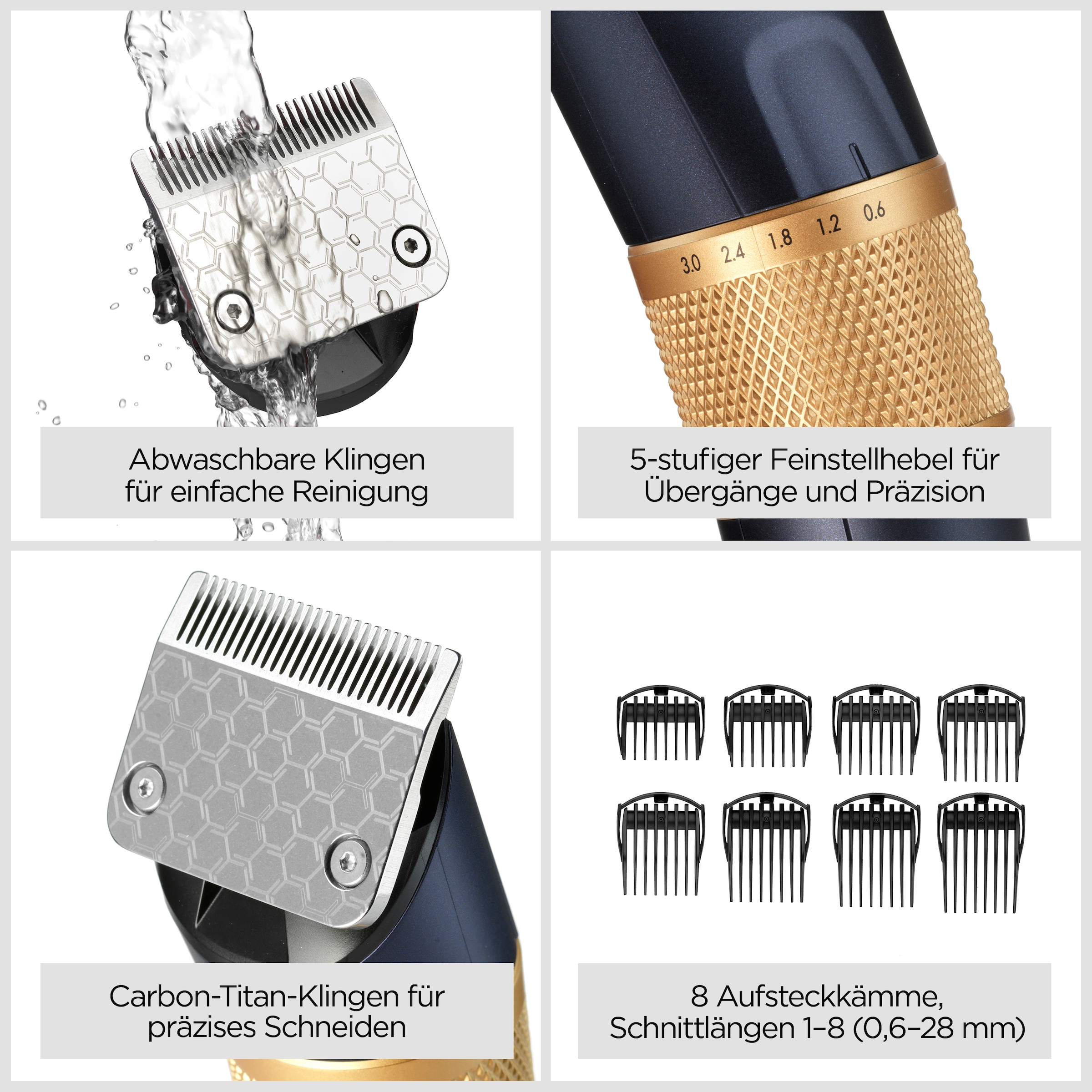 BaByliss Haarschneider »Lithium Power Haarschneider E986E mit Karbon-Titanium-Klingen« 8 Aufsätze Lithium-Ionen-Akku für lange Laufzeit, 45 Schnittlängen