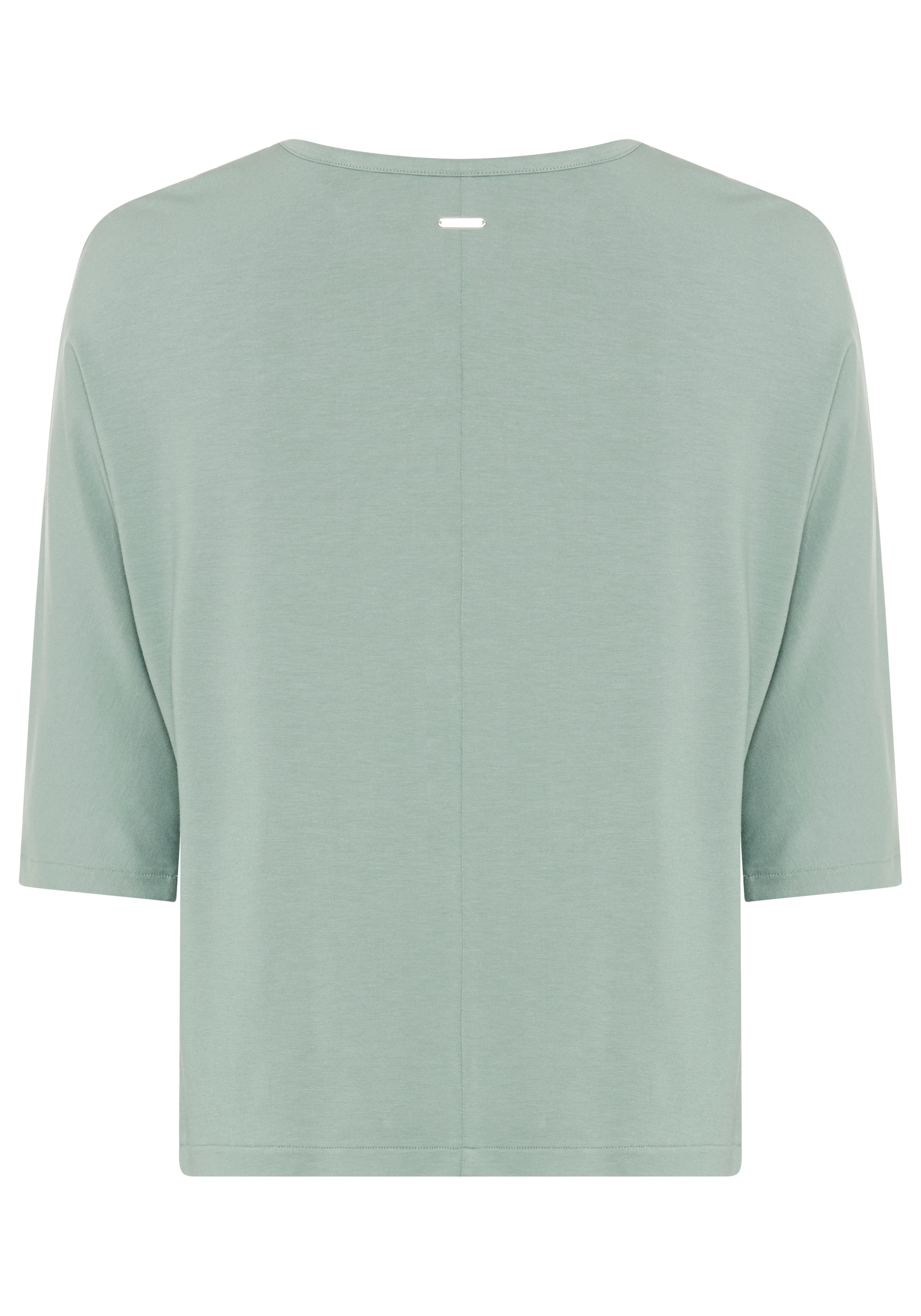 Laura Scott Satinbluse mit 3/4-Ärmeln, hüftlange Schnittform, mit Rundhalsausschnitt