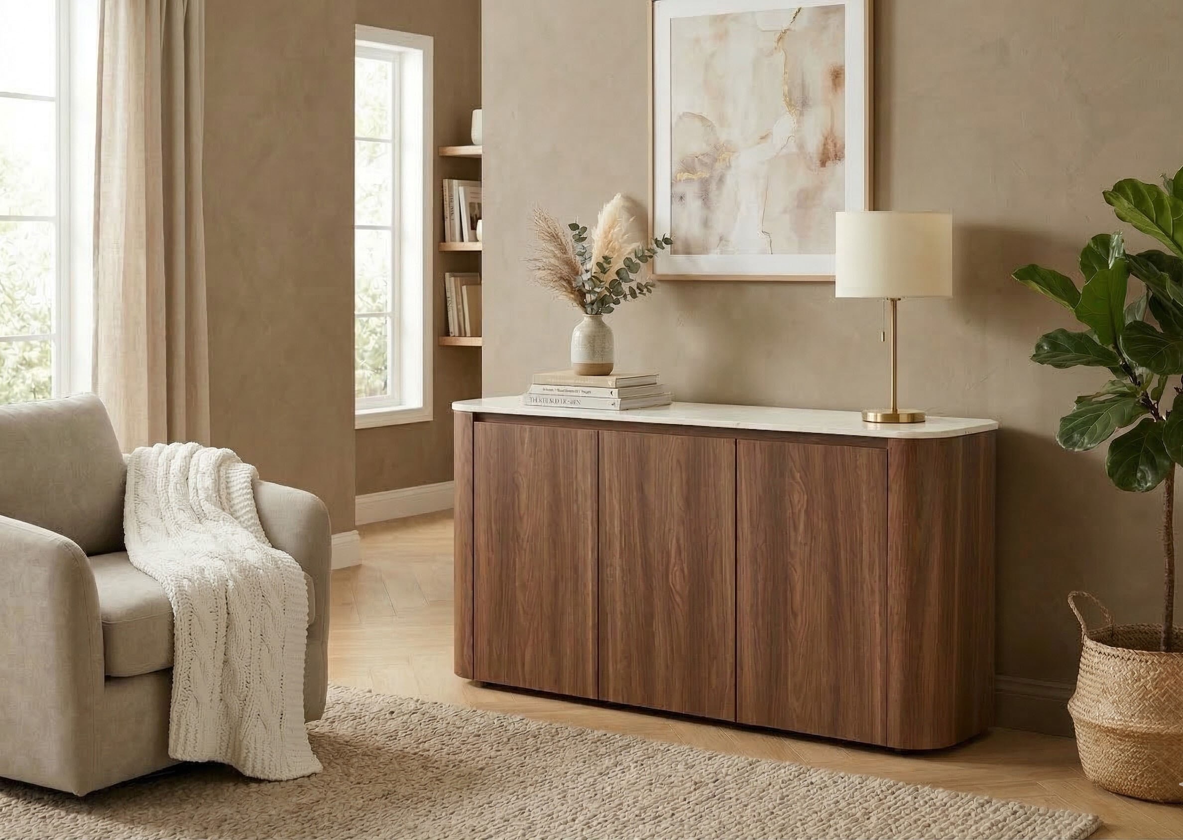 Jahnke Sideboard »TRESOR SB 150« Sideboard, Marmor Look, grifflose Optik, 3 Türen, Breite:150 cm