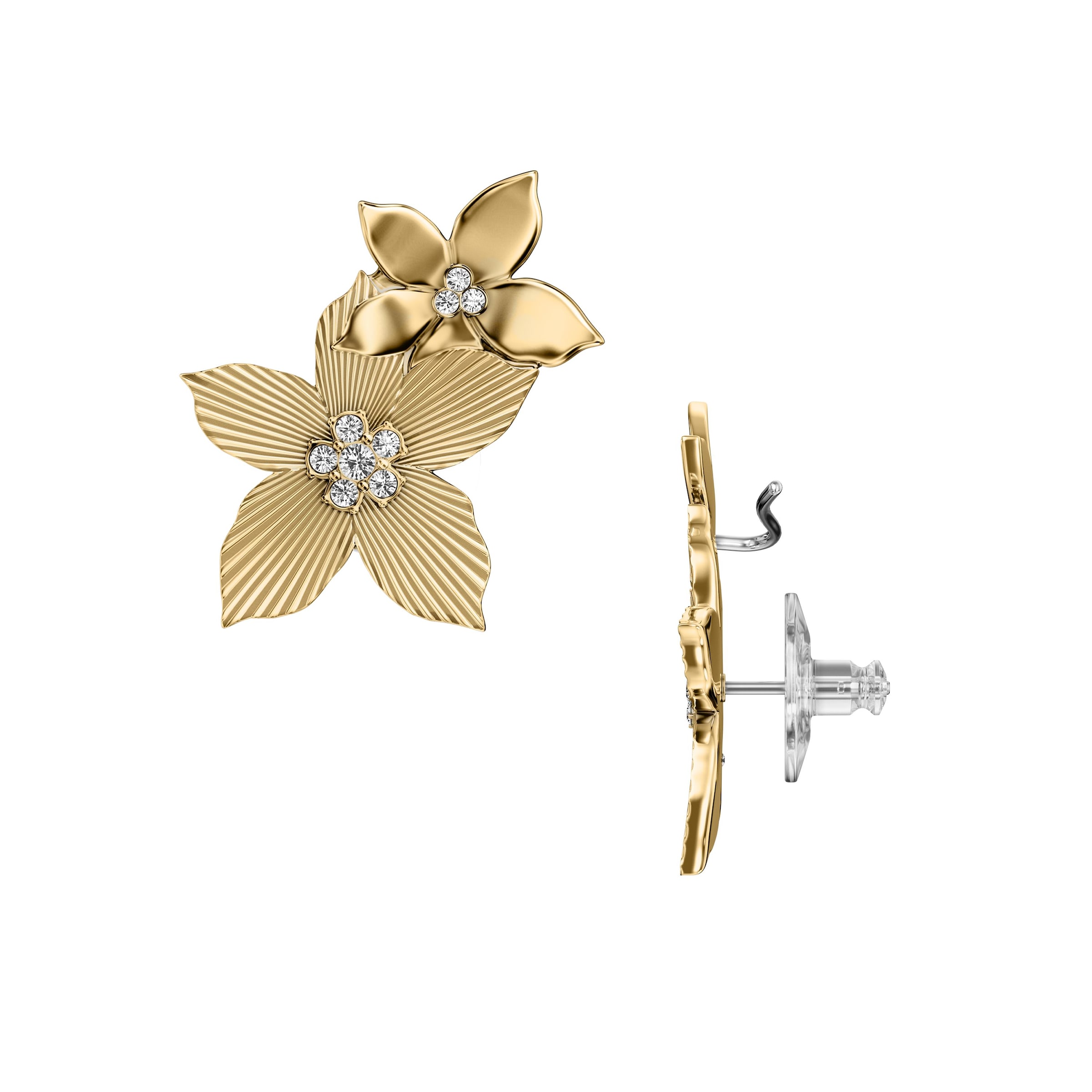 Fossil Paar Ohrstecker »Schmuck Geschenk Edelstahl Ohrringe Blume Sutton« mit Glasstein