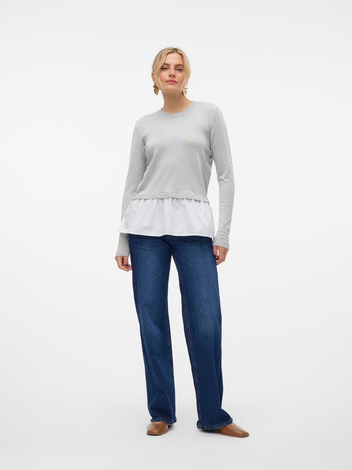 Vero Moda Rundhalspullover »VMJOSE LS O-NECK WVN MIX PULLOVER GA BOO«