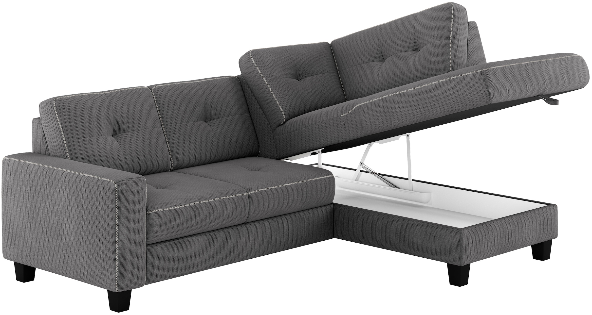 Places of Style Ecksofa »Varese«, wahlweise mit Bettfunktion und Bettkasten