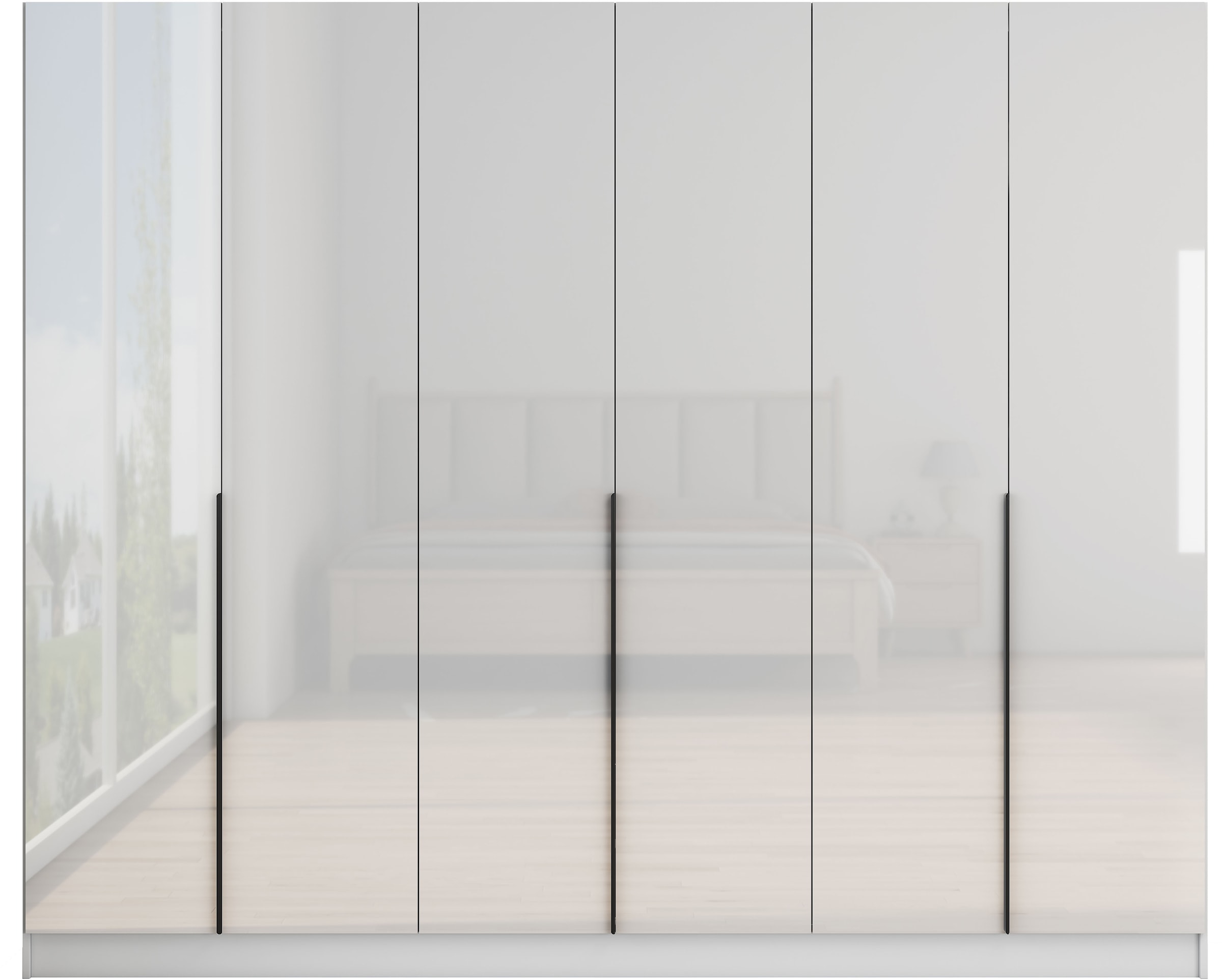 OTTO home Kleiderschrank »Annor Schlafzimmerschrank Breite 242cm hochglanz Schrank Garderobe« Drehtürenschrank mit perfekter Innenausstattung - elegante Türgriffe