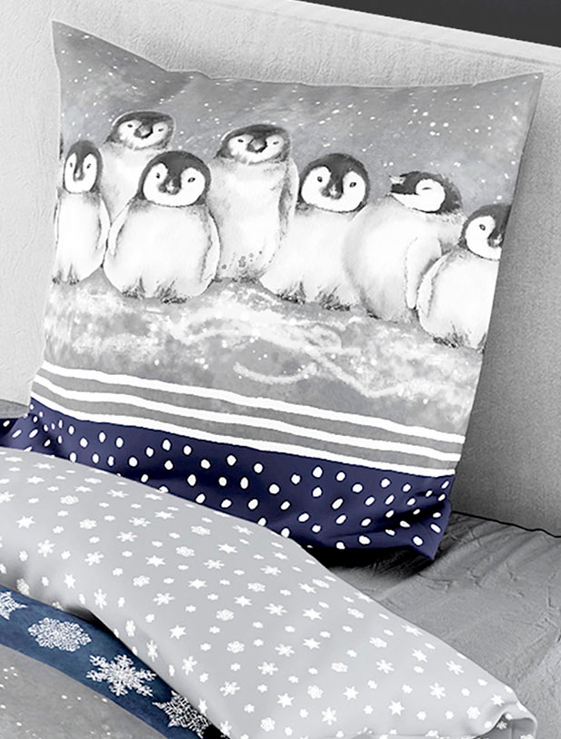 BIERBAUM Bettwäsche »Pinguine«, Biber, 100 % Baumwolle, mit Pinguinen, pflegeleicht
