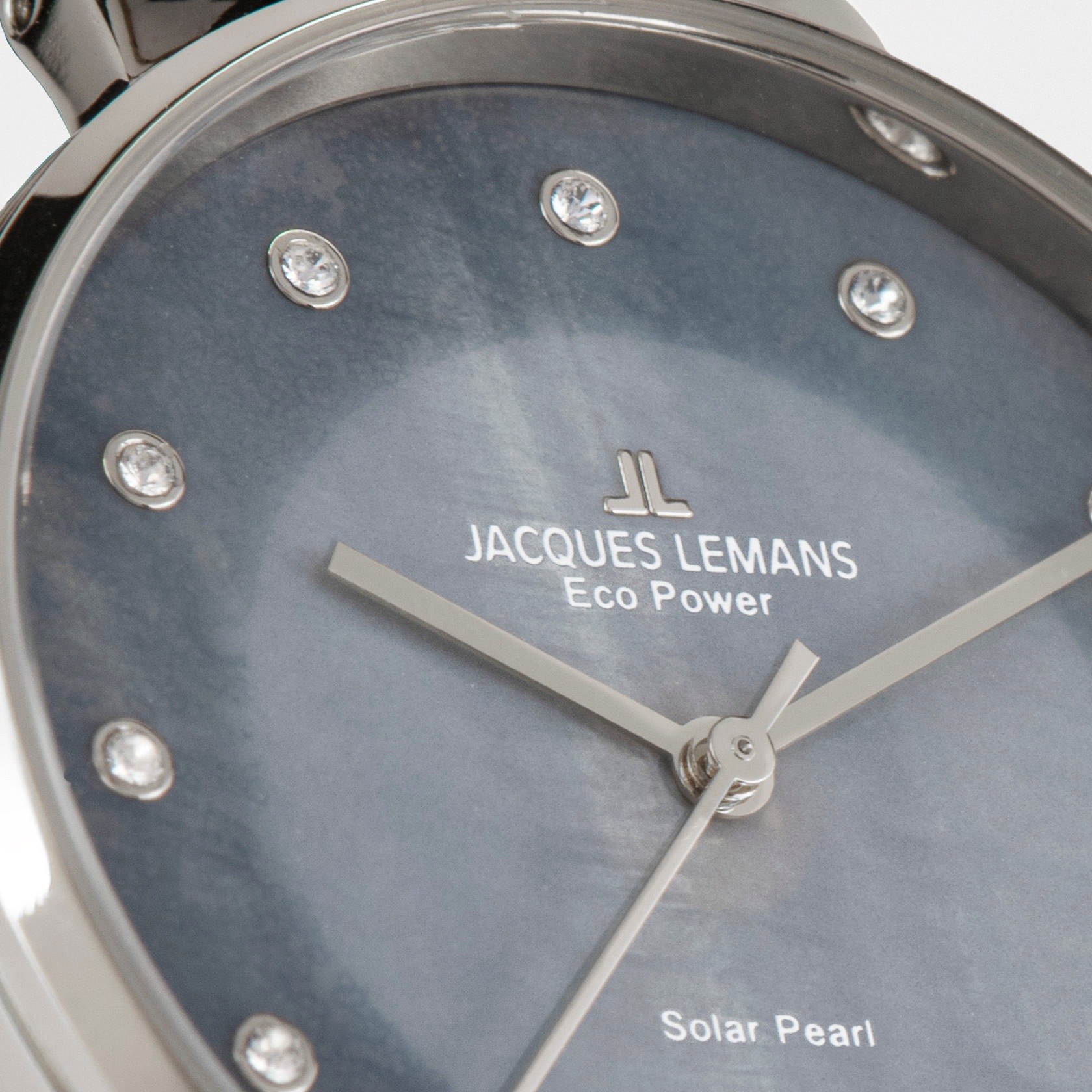 Jacques Lemans Solaruhr »Eco Power, 1-2108A«, Armbanduhr, Damenuhr, Perlmutt-Zifferblatt, Swarovski-Kristalle