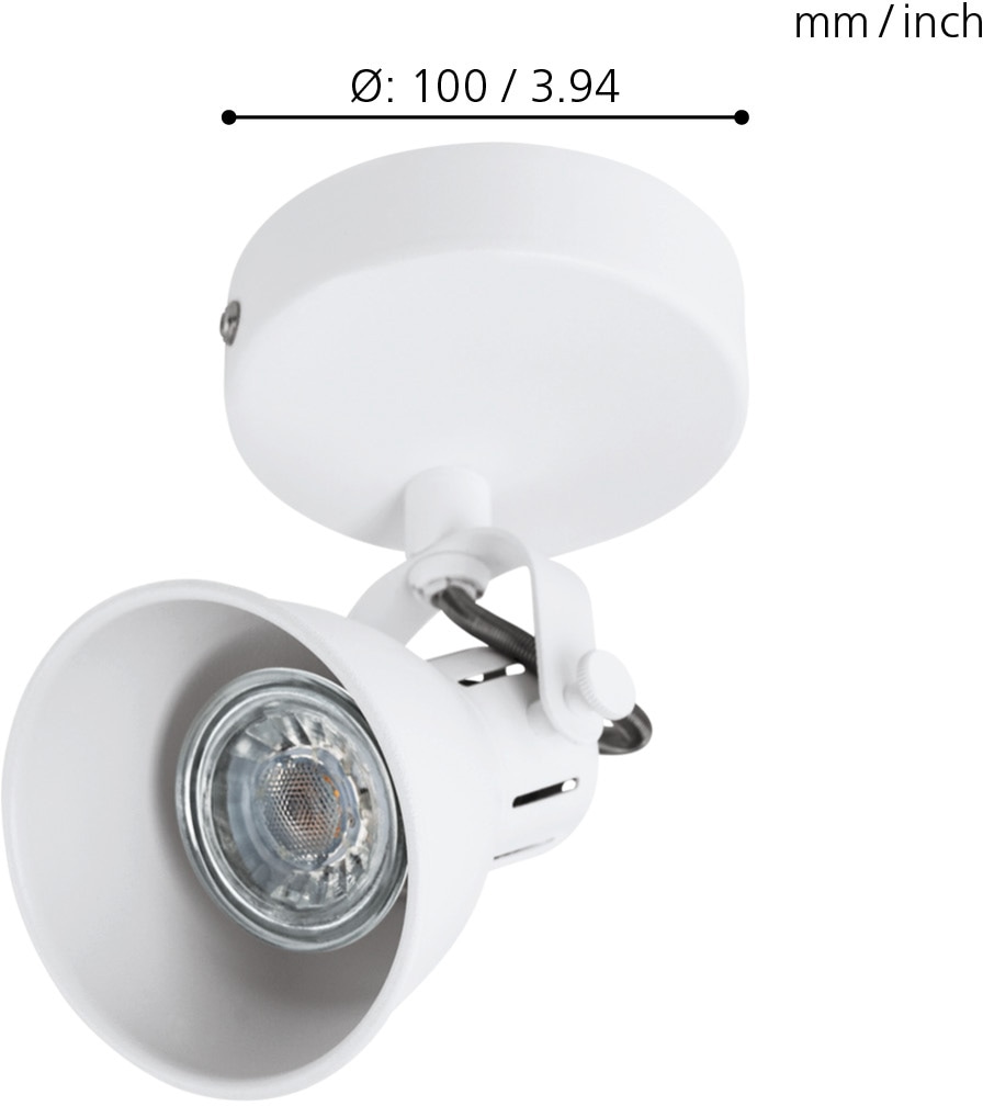 EGLO Deckenspot »SERAS 1 Wandstrahler, GU10, IP20, Stahl, Schlafzimmerlampe, Lampe«, 1 flammig, Leuchtmittel LED-Board-GU10 | LED wechselbar, Spot in weiß - für Schlafzimmer, Flur oder Wohnzimmer