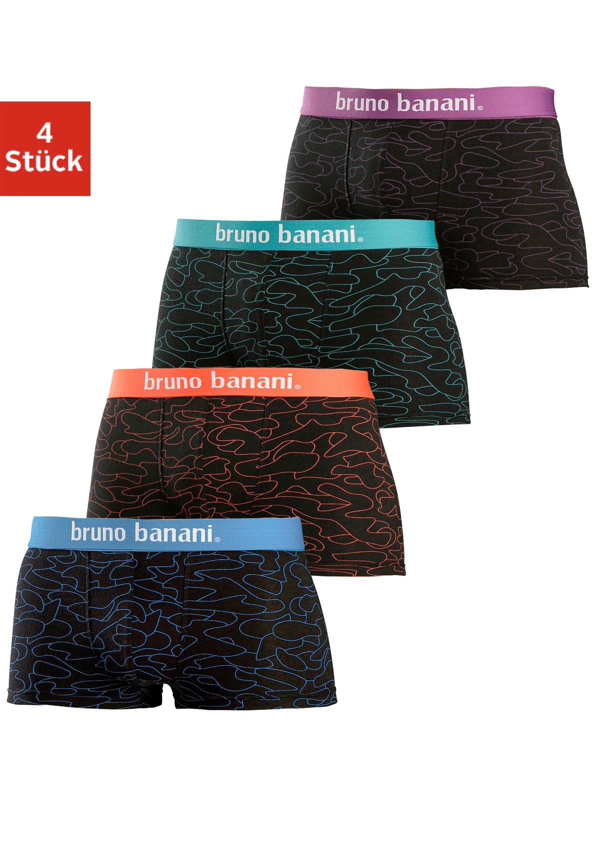 Bruno Banani Hipster, (Packung, 4 St.), Boxershorts in uni oder gemustert aus Baumwollmischung