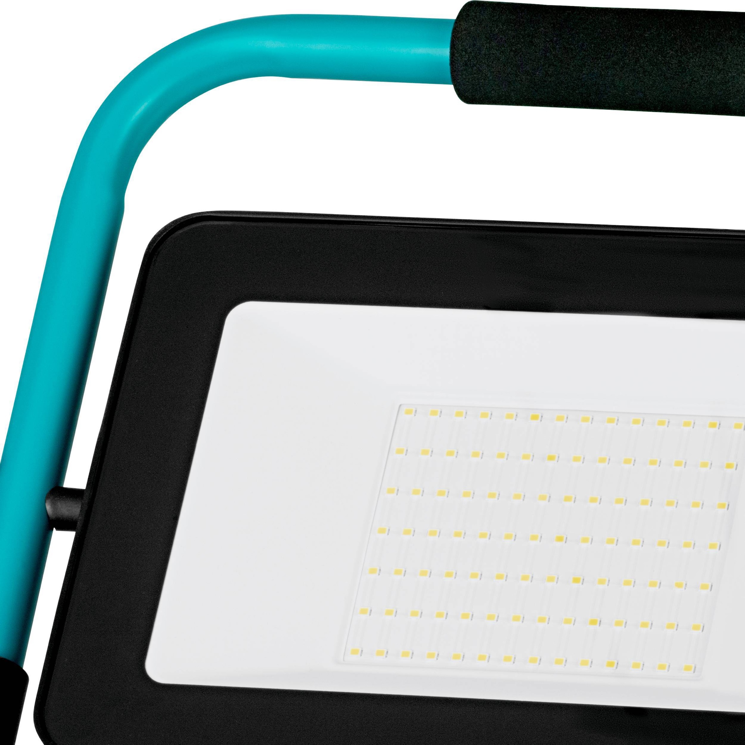 EGLO LED Wandstrahler »Avelar Strahler, tragbare Arbeitsleuchte, Arbeitsscheinwerfer, IP65« LED-Modul 1 Stk. Neutralweiß Stehleuchte - L29,5 x B21,5 x H36,5 cm - schwarz, türkis - 100W inkl.