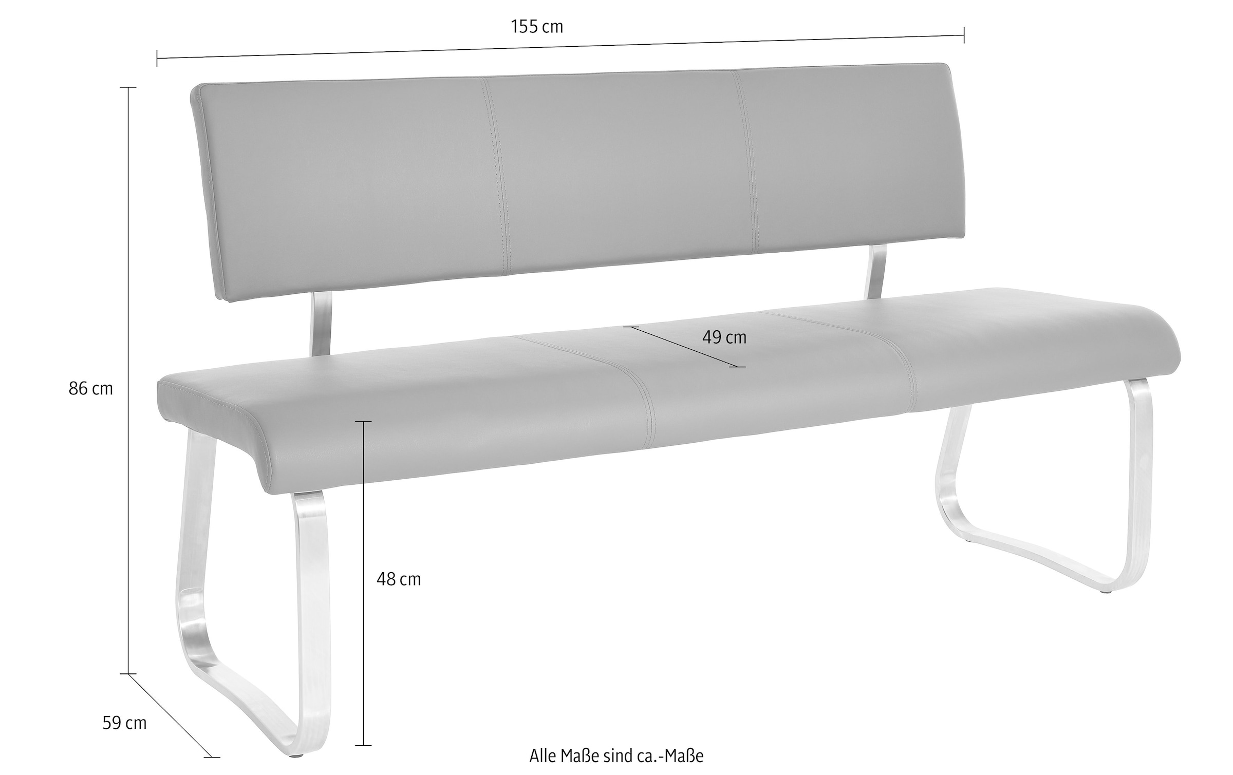 Kunstleder, Shop Polsterbank (1 im OTTO »Arco«, verschiedenen furniture Breiten MCA Online kg, St.), in 280 bis belastbar