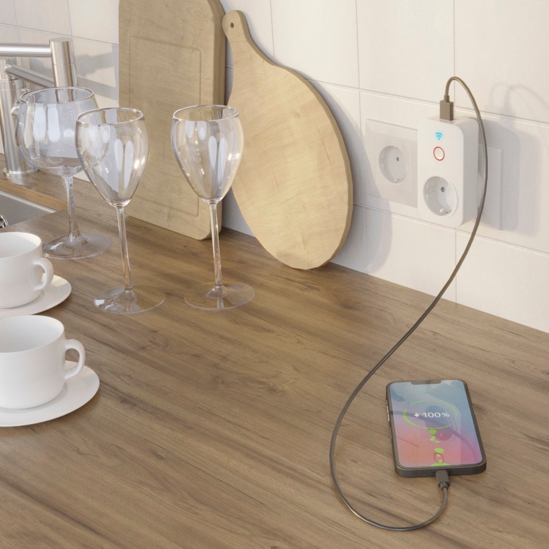 Hama Funksteckdose »WLAN Steckdose, 2x USB-A, per Sprache/App steuern, 2300W, 10A«