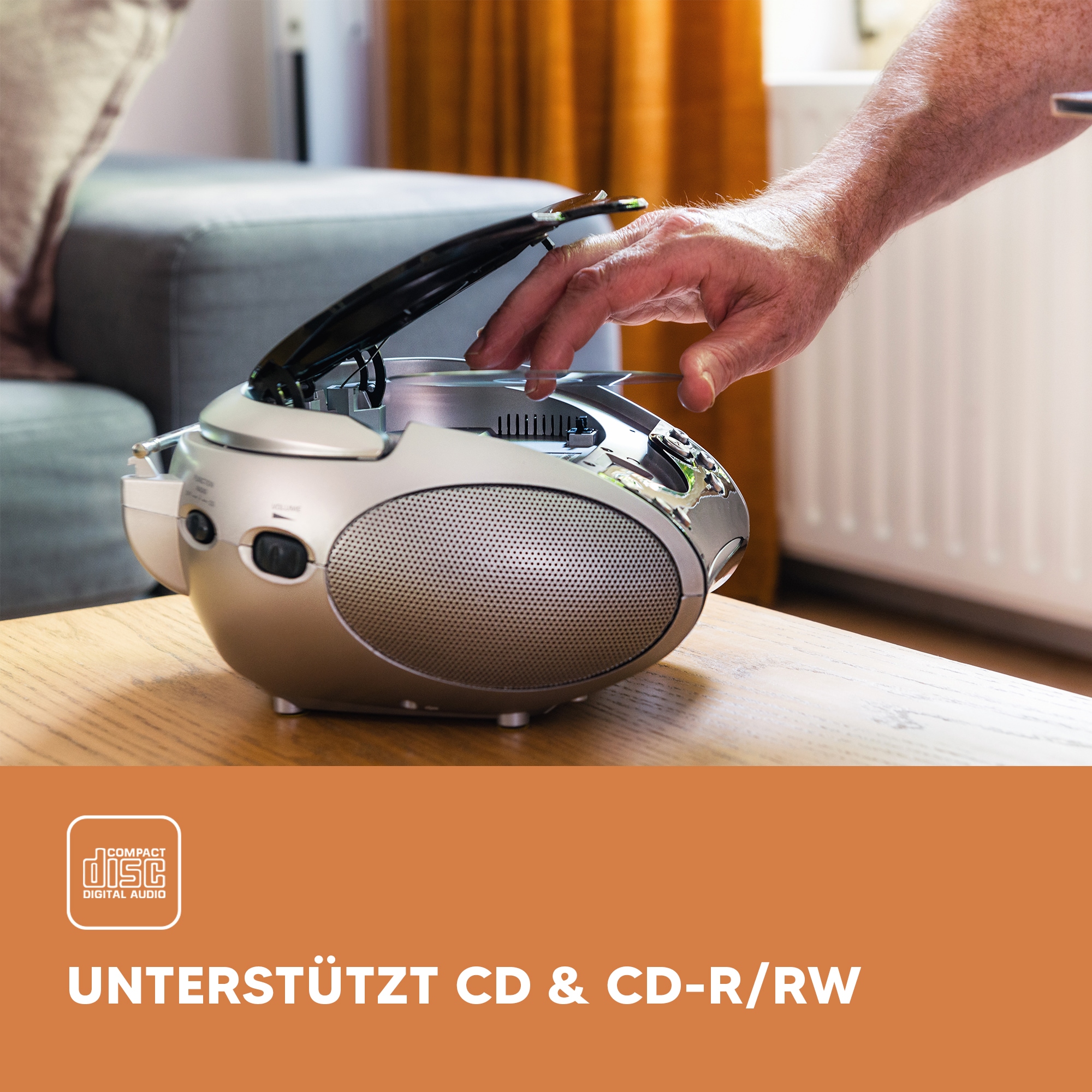 Lenco Boombox »SCD-24« ( FM-Tuner ) tragbar, CD‑Player, Teleskopantenne, programmierbarer Speicher