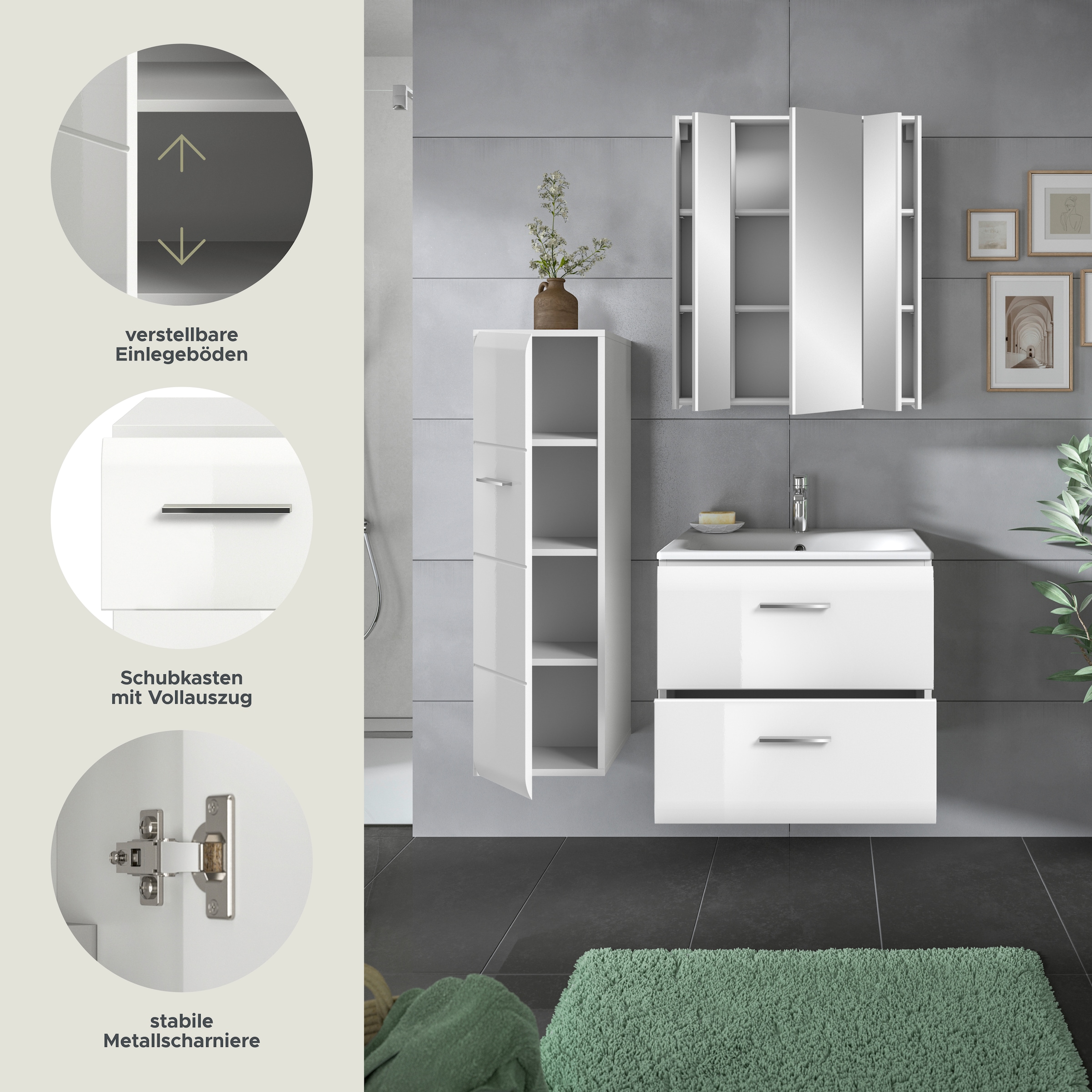 welltime Badezimmer-Set Set, 4 Stk. tlg.