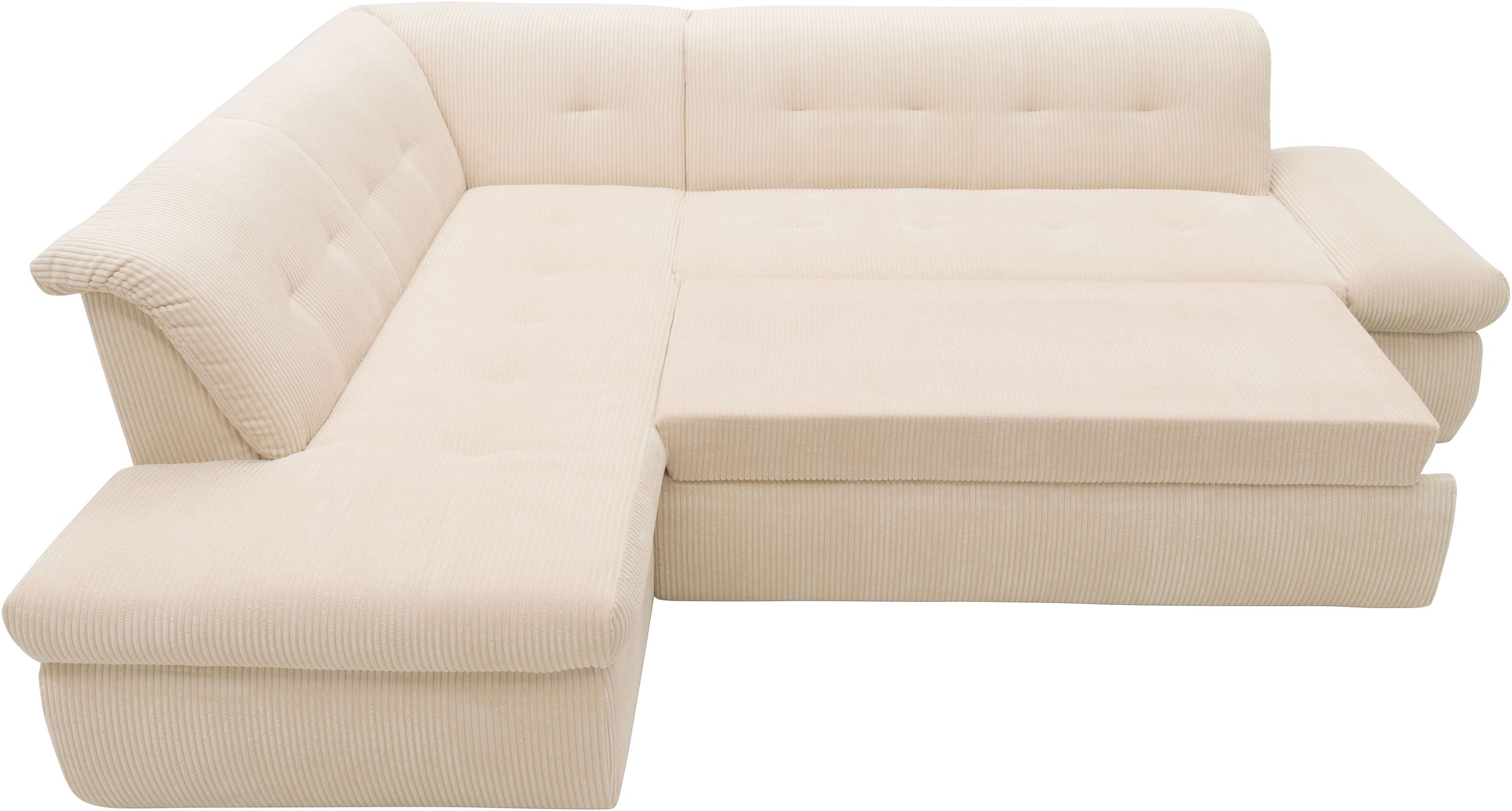 DOMO collection Ecksofa »Moric L-Form«, wahlweise mit Bettfunktion und Armlehnenverstellung, auch in Cord