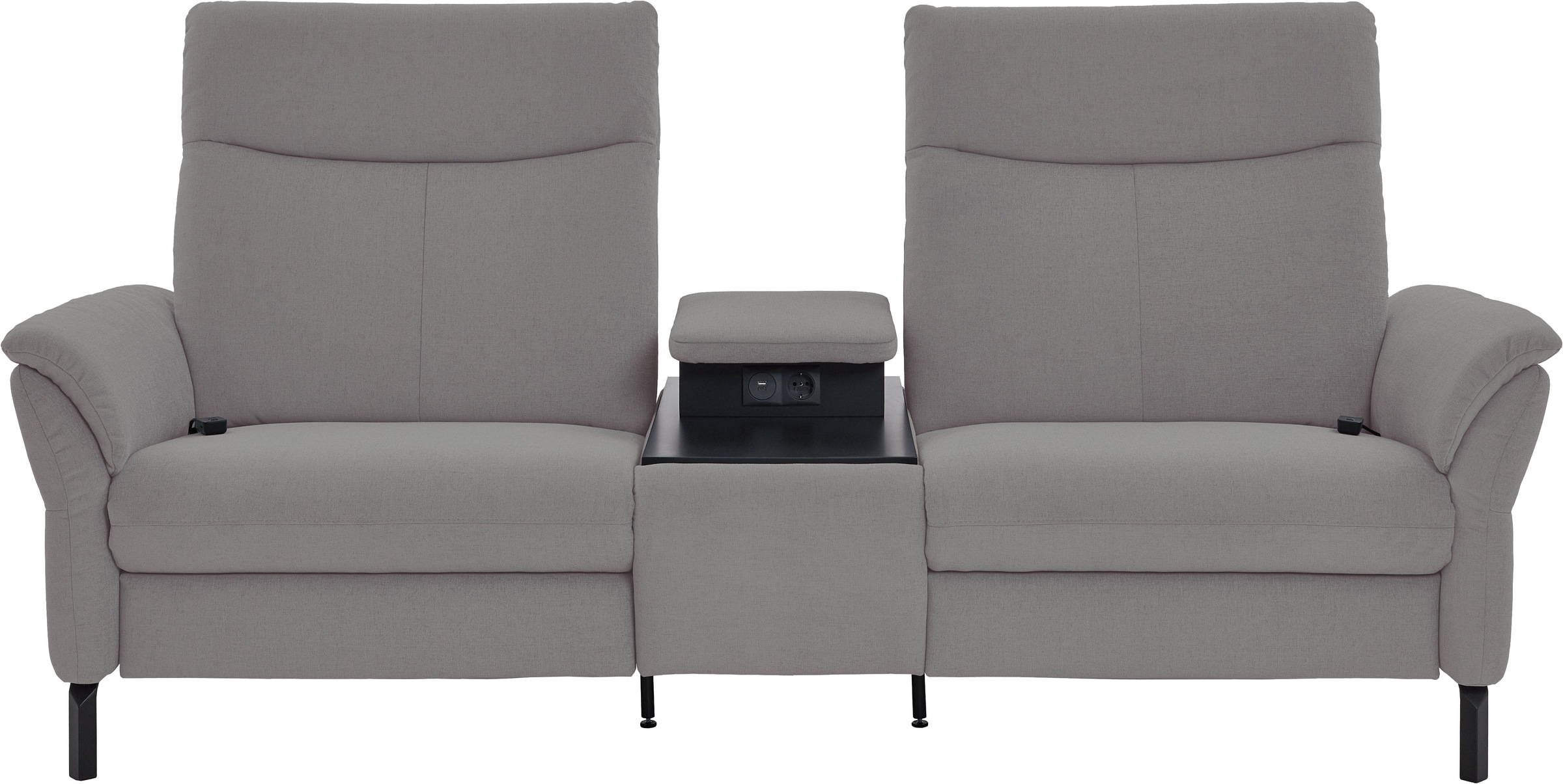 Home affaire 2-Sitzer »Sisto, inklusive 2x Relaxfunktion motorisch mit Herz-Waage-Beschlag« Zwischenelement mit Tisch, Steckdose & USB-Ladestation