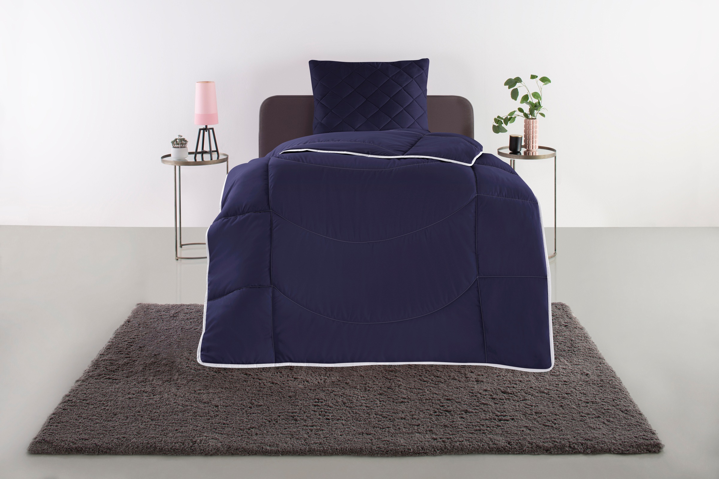 my home Steppbett + Kopfkissen »Microlux, Bettdecke 135x200 cm, 155x220 cm«, (Spar-Set, 1x Bettdecke und 1x Kopfkissen), Set mit Kissen 40x80 cm, 80x80 cm, Sommer, Herbst, Winter in 4 Farben