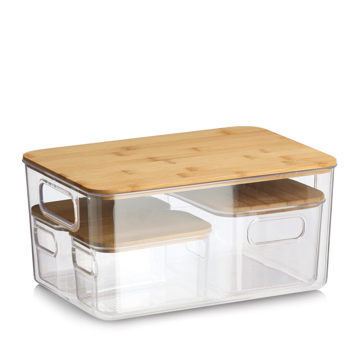 Zeller Present Aufbewahrungsbox »Aufbewahrungsboxen-Set, 4-tlg.« Kunststoff/Bambus, ca. 2x 14,5x10x9; 20x14x10,5; 31x22x15 cm