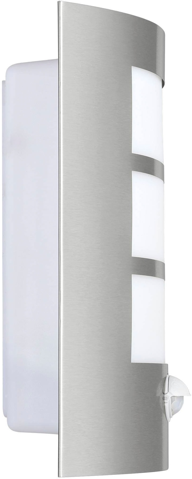 EGLO Wandleuchte »City Wandlampe, Außenlampe, Edelstahl und Kunststoff, E27, IP44, Lampe« E27 1 Stk. Wand-/Deckenleuchte - L23,5 x H26 x AL9 cm - edelstahl - 1X60W exkl.