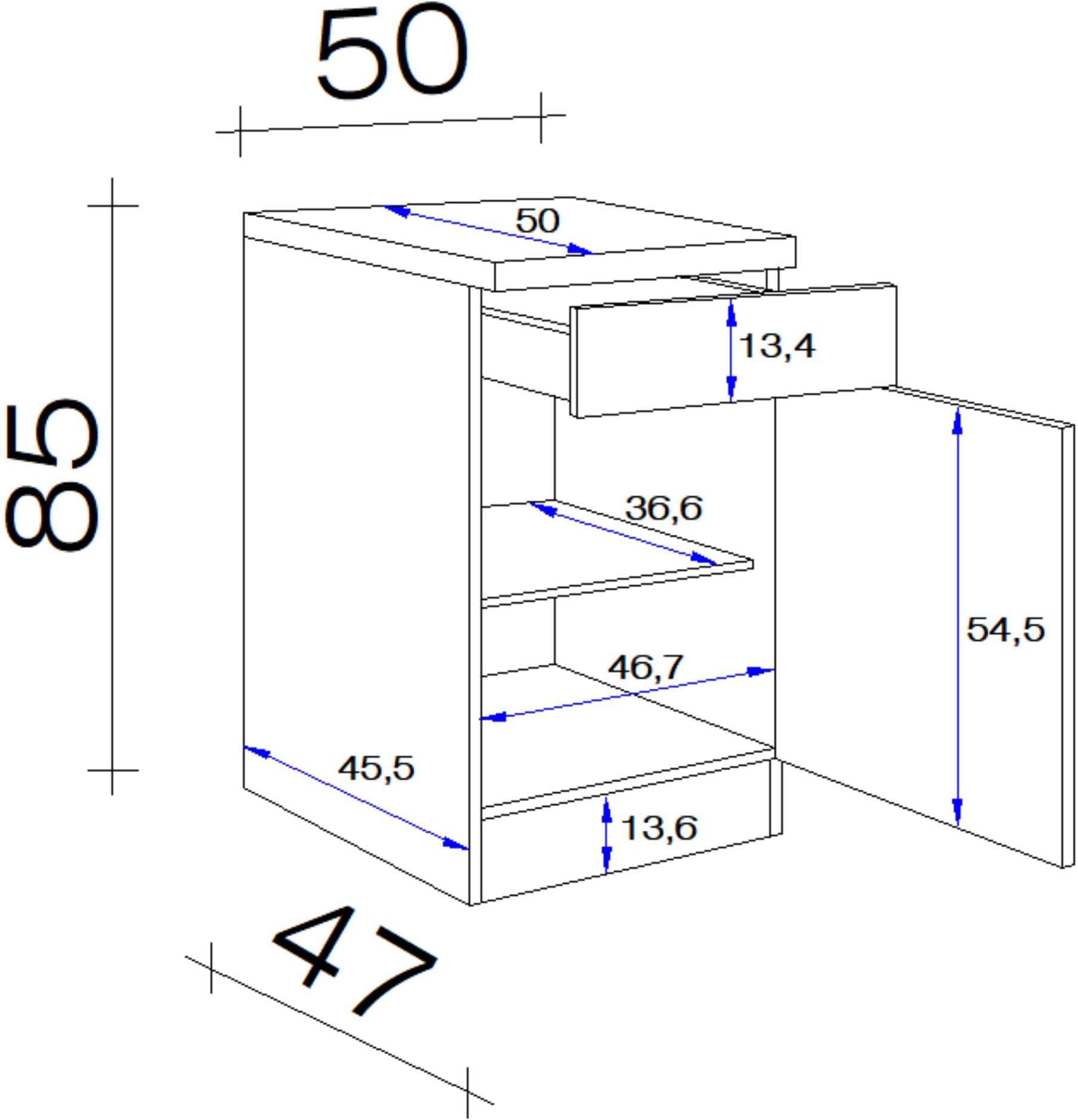 Flex-Well Unterschrank »Sellin« 1 Stk. tlg. (B x H x T) 50 x 85 x 50 cm