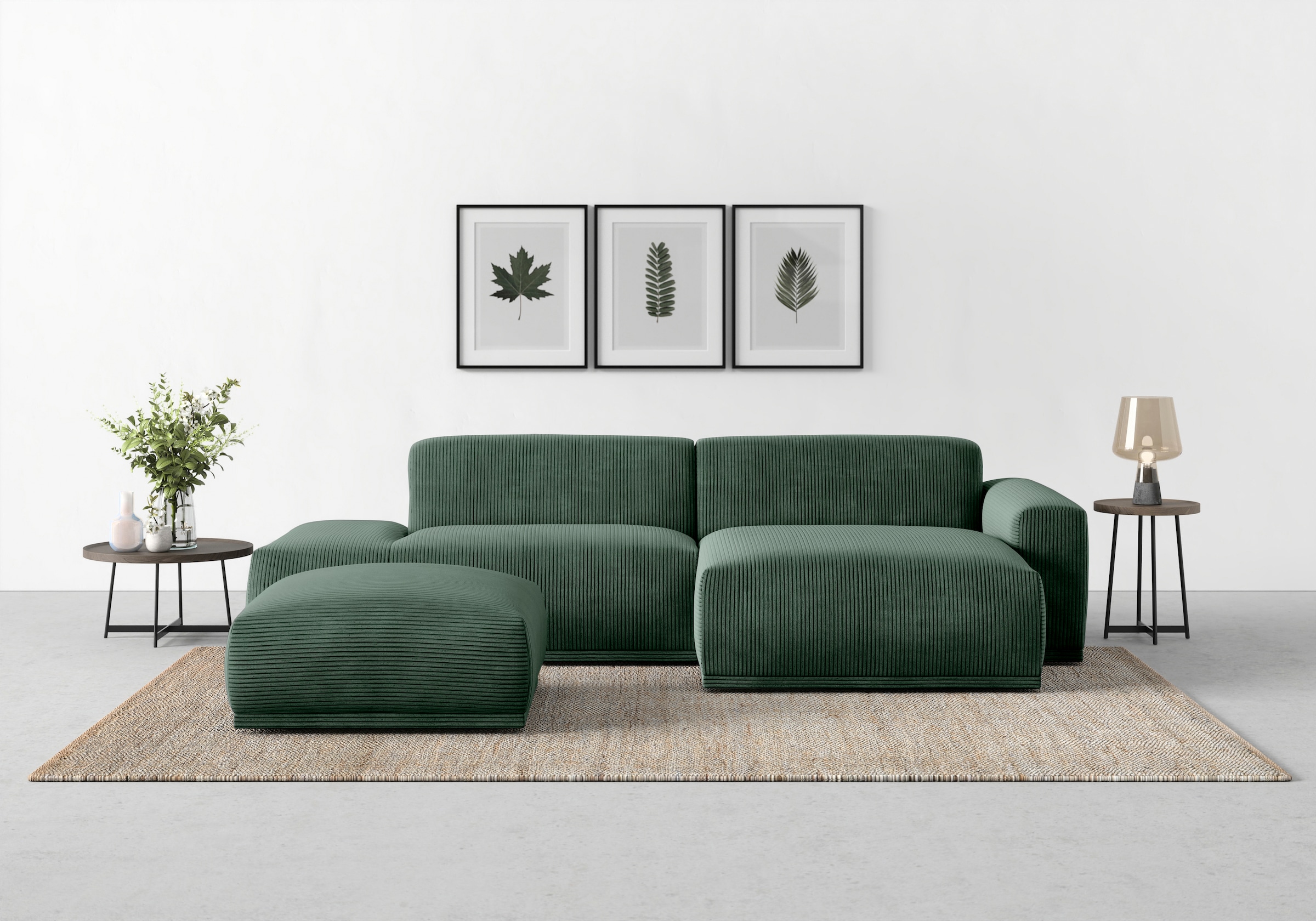 TRENDMANUFAKTUR Hocker »Braga, mit hochwertigem Kaltschaum, quadratisch, in Cord erhältlich«, (1 St.), moderner Polsterhocker, 85/42/85 cm (B/H/T)
