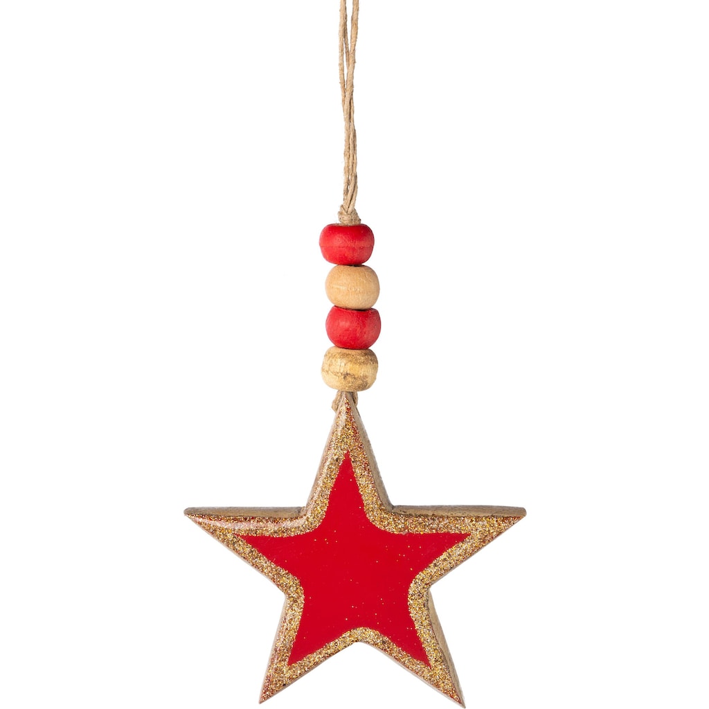 Creativ deco Dekostern »Weihnachtsstern, Weihnachtsdeko rot, Christbaumschmuck«, (6 St.)