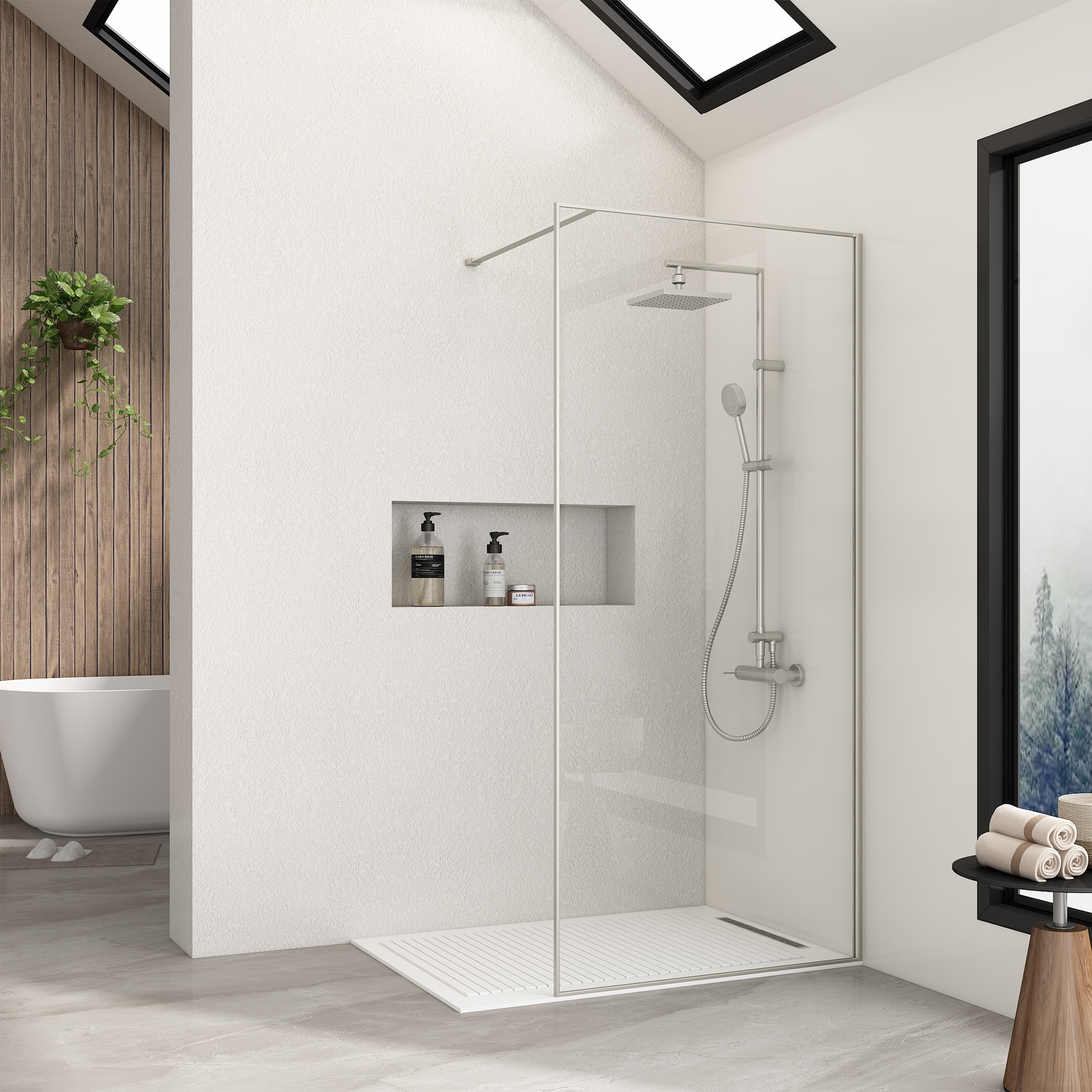 welltime Walk-in-Dusche »Frame« Rundumrahmen, auch mit stabilisierendem Eckregal in der Plus Variante