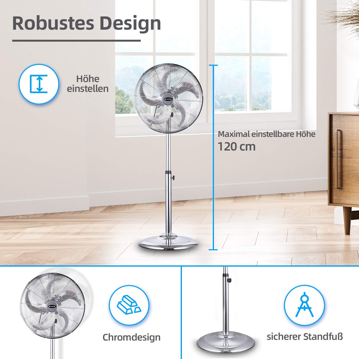 be cool Standventilator »BC40MSTF2205SS«, 40 cm Durchmesser