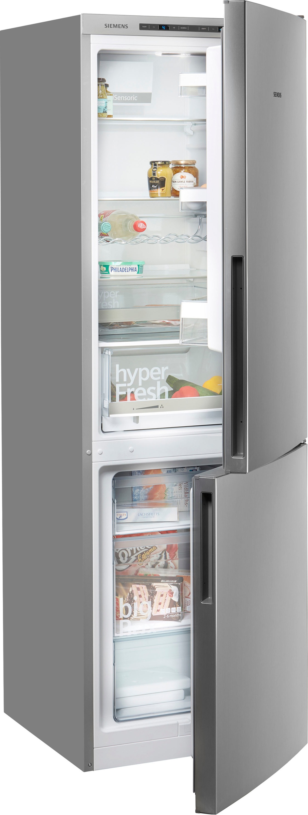 SIEMENS Kühl-/Gefrierkombination »KG36EALCA«, lowFrost, hyperFresh Schubladen, bigBox, LED-Licht, Flaschenregal