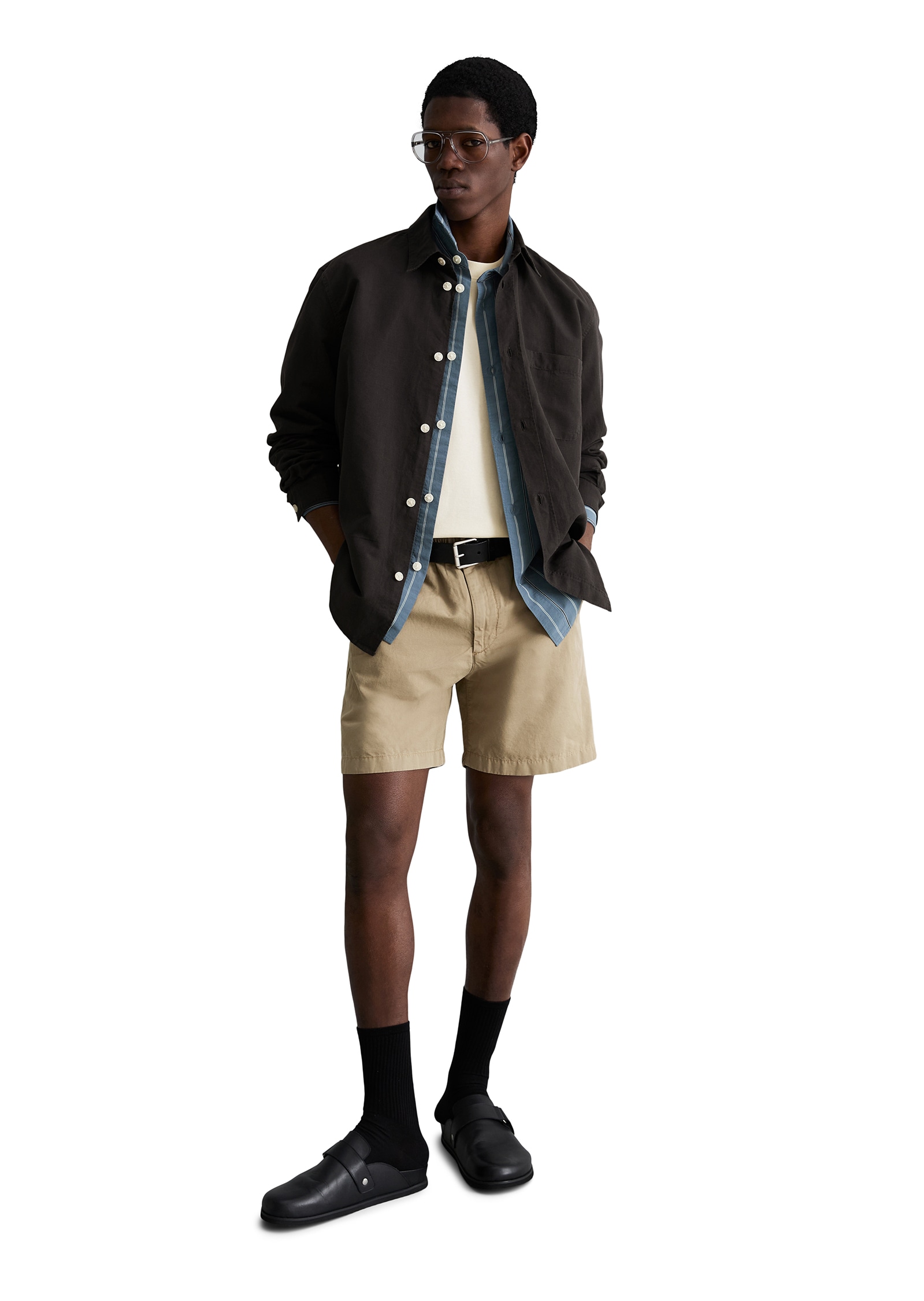 Marc O'Polo DENIM Langarmhemd regular fit aus Leinen und Bio-Baumwolle, Kentkragen