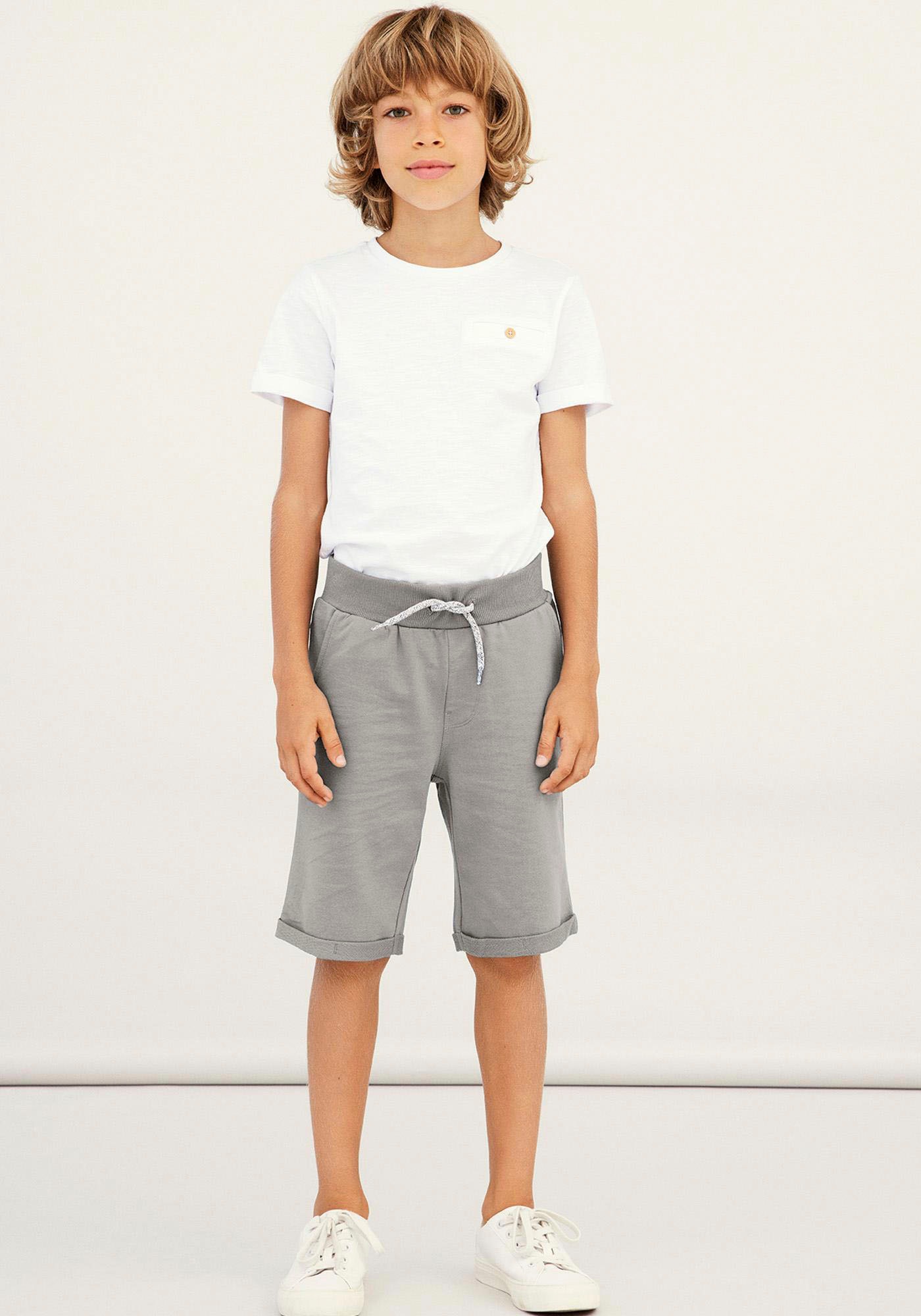 Name It Sweatshorts »NKMVERMO LONG SWE SHORTS UNB F NOOS« Baumwolle in grau, Größe 176