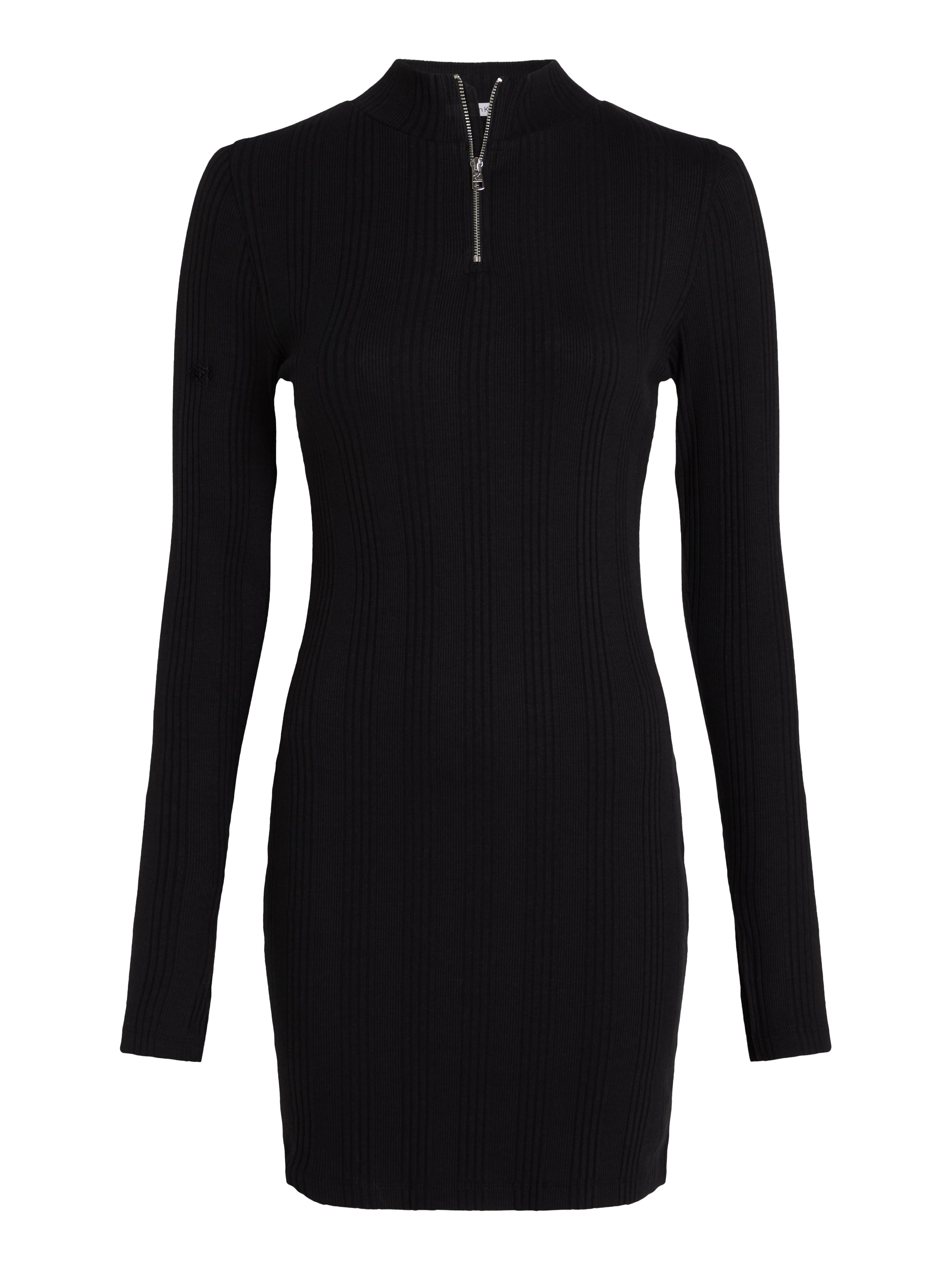 Calvin Klein Jeans Sweatkleid »VARIEGTAED RIB HALF ZIP LS DRESS«, mit Logopatch