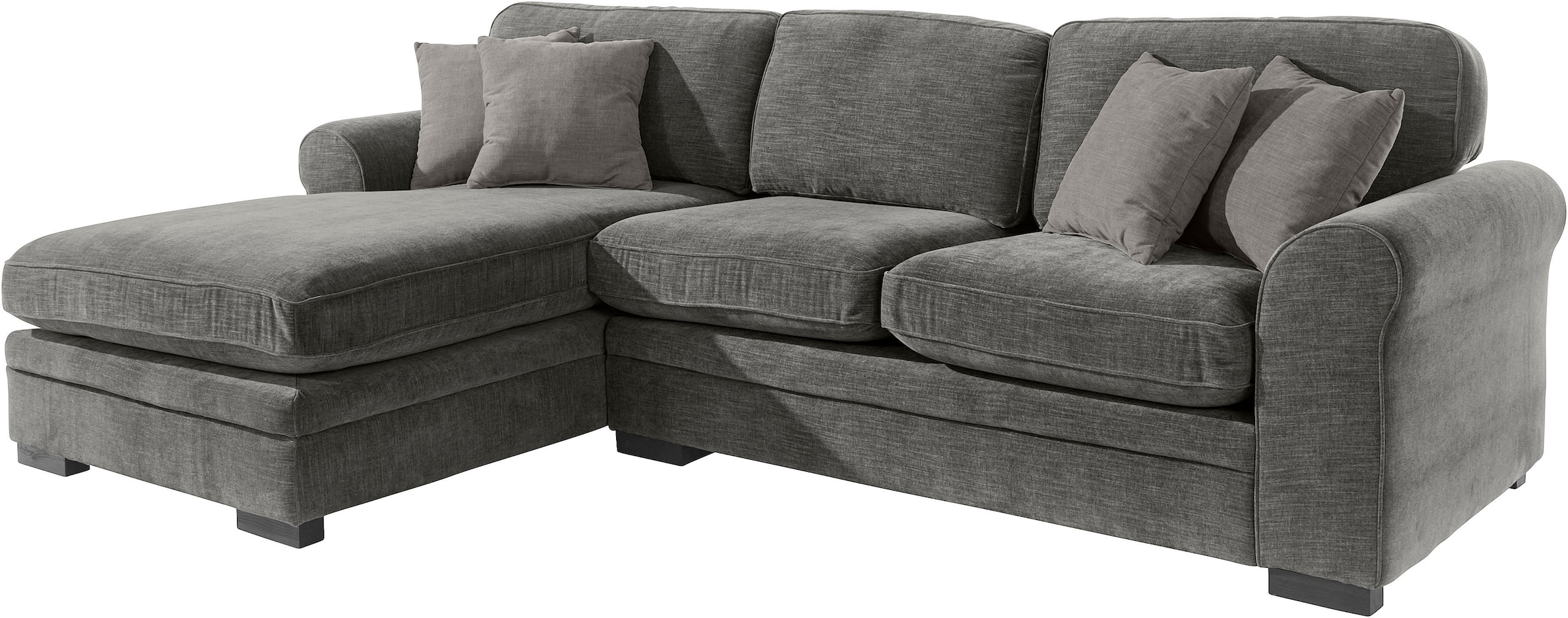 Home affaire Ecksofa »Broughton L-Form«, weicher Sitzkomfort, incl. 4 Zierkissen, Keder
