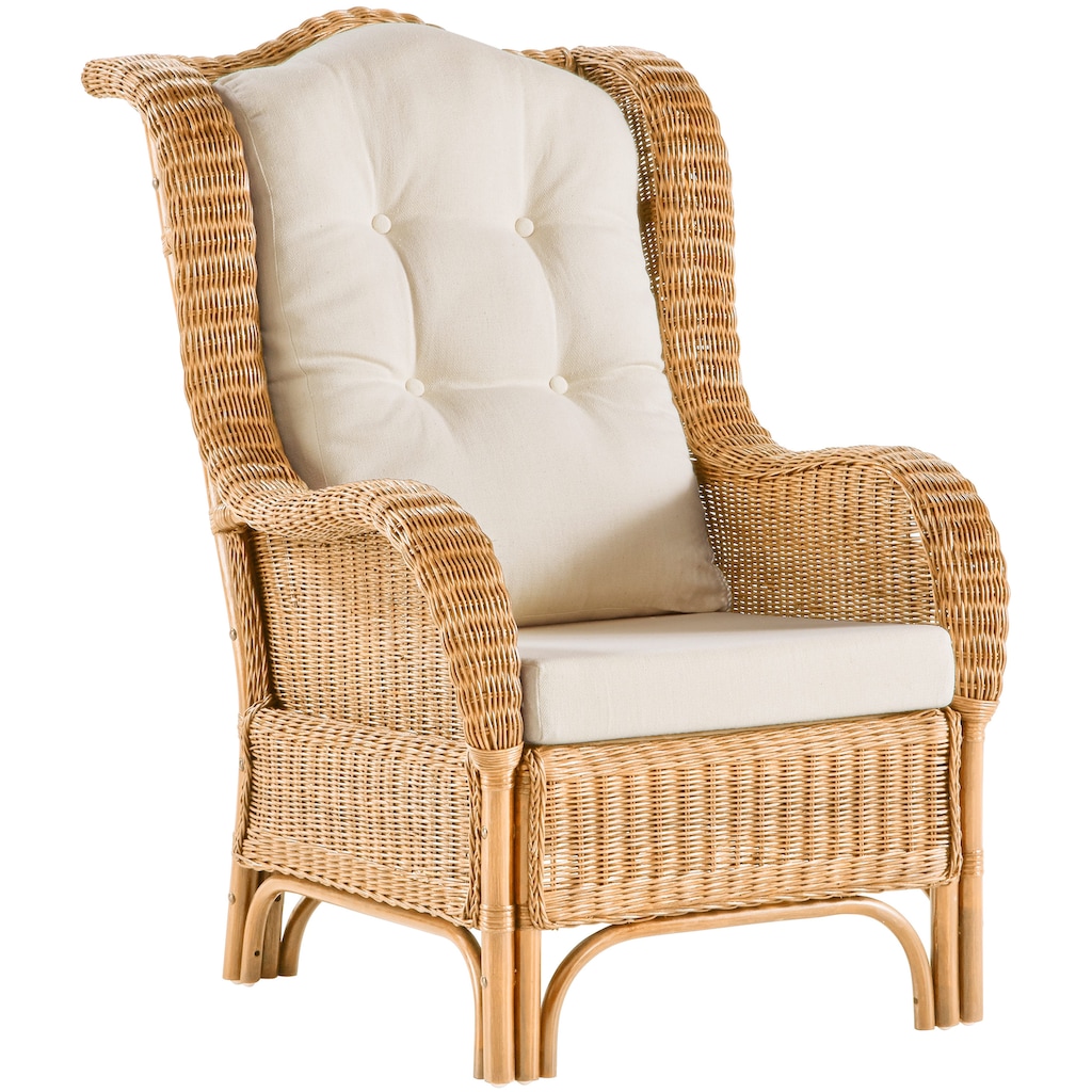 HOFMANN LIVING AND MORE Ohrensessel »Frieda«, aus handgeflochtenem Rattan