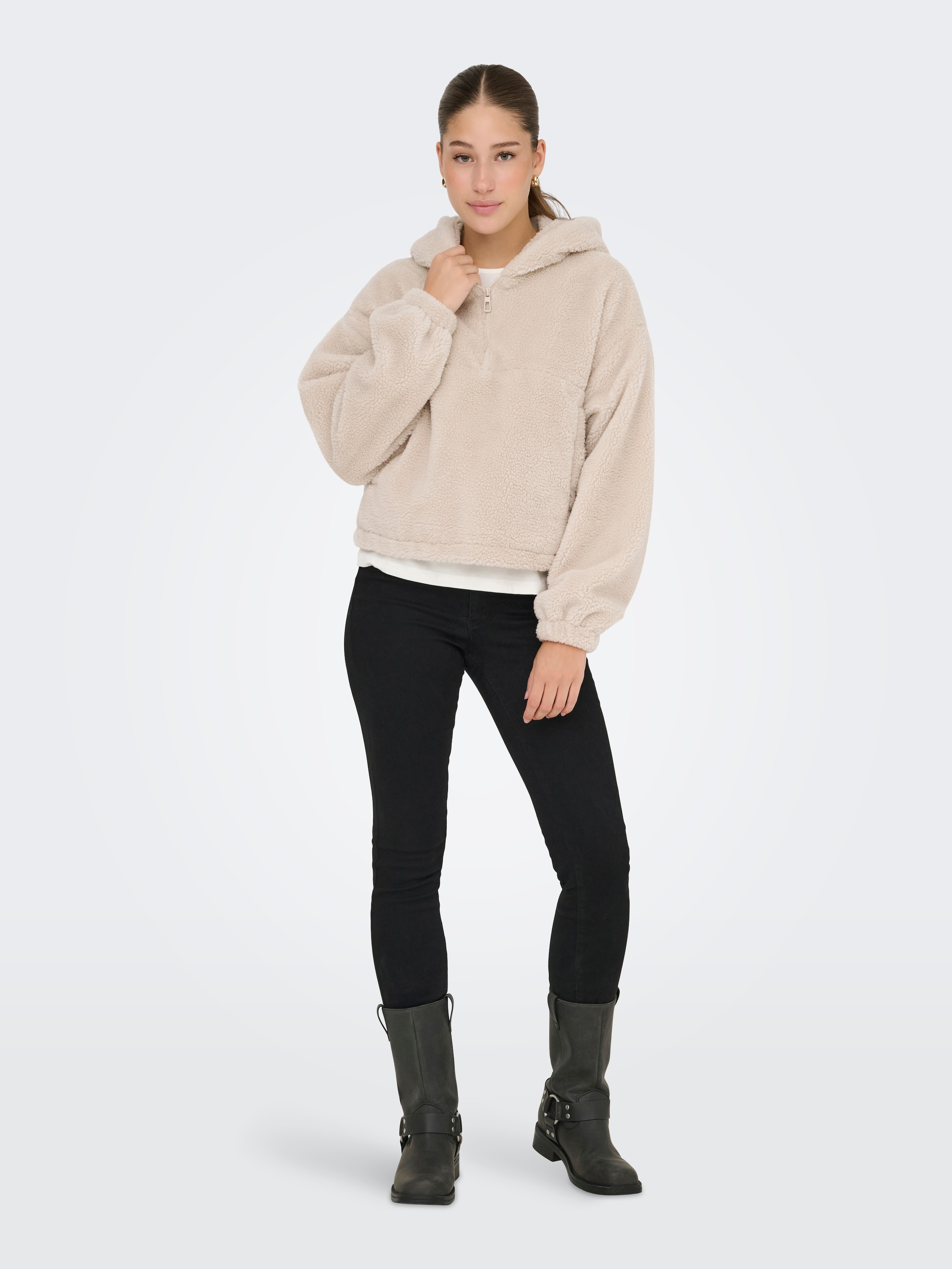 ONLY Fleecejacke »ONLSIENA TEDDY ANORAK LIFE CC OTW« mit Kapuze