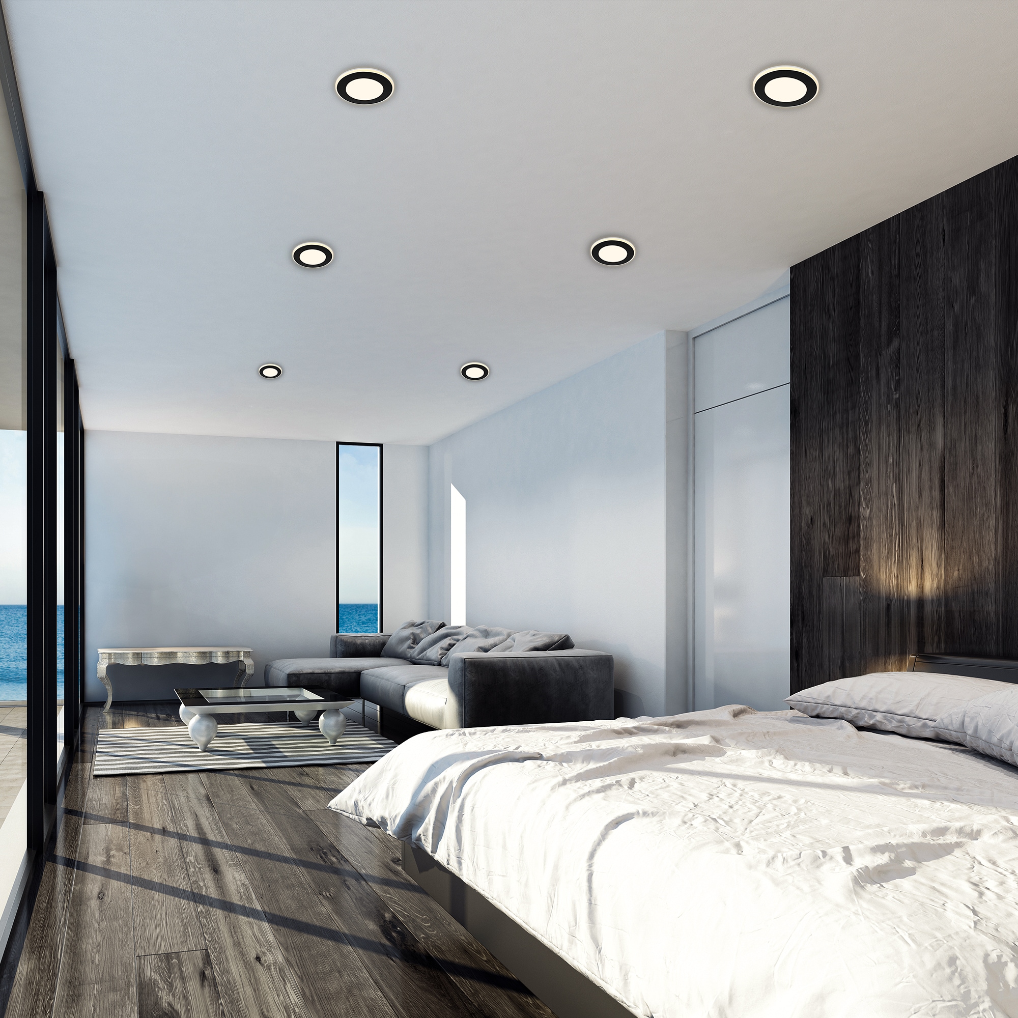 B.K.Licht Einbauleuchte »BK_EL1622 6er Set LED Einbaustrahler, mit Nachtlichtfunktion« LED-Modul 6 Stk. Warmweiß 3.000 K, 425Lm, 4.9W, Kunststoff, Ø9,3 x 2,4cm, Schwarz