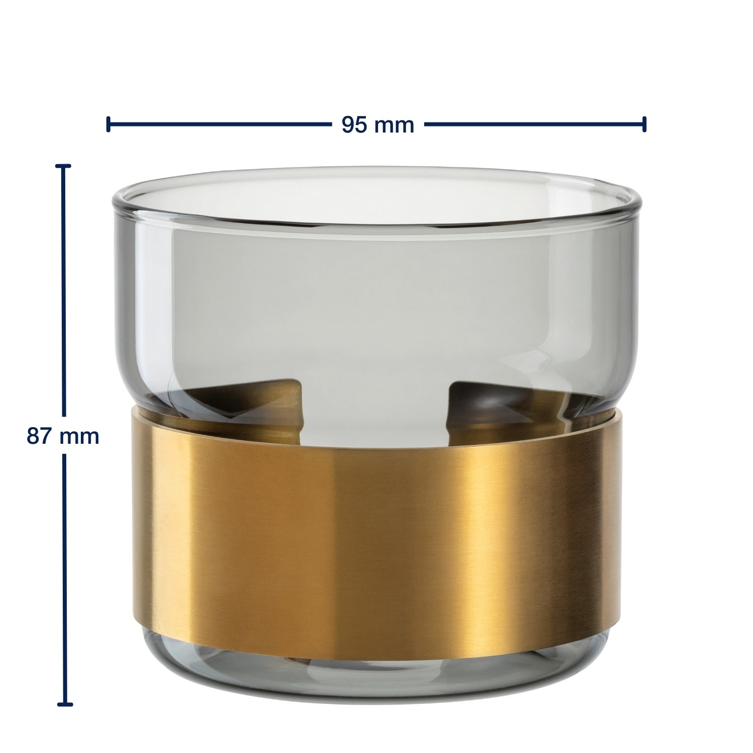 LEONARDO Teelichthalter »Silenzio«, aus grauem Glas mit goldener Metallspange