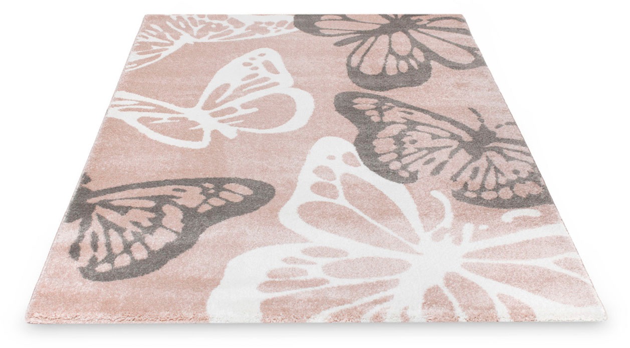 Living Line Kinderteppich »Schmetterling«, rechteckig, 12 mm Höhe, Kurzflor, Motiv Schmetterlinge, Kinderzimmer
