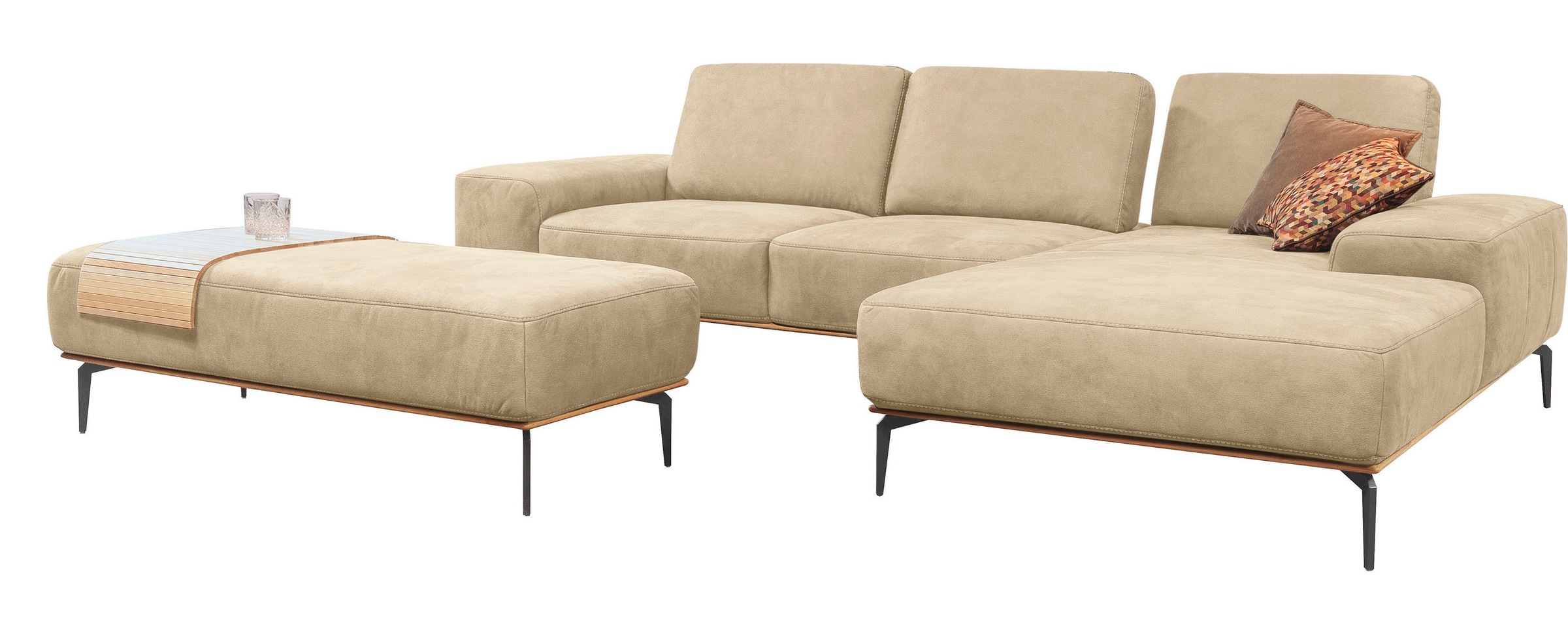 W.SCHILLIG Ecksofa »run, Designsofa mit tollem Sitzkomfort, bequem, L-Form«, mit Holzsockel, Füße in Schwarz pulverbeschichtet, Breite 319 cm