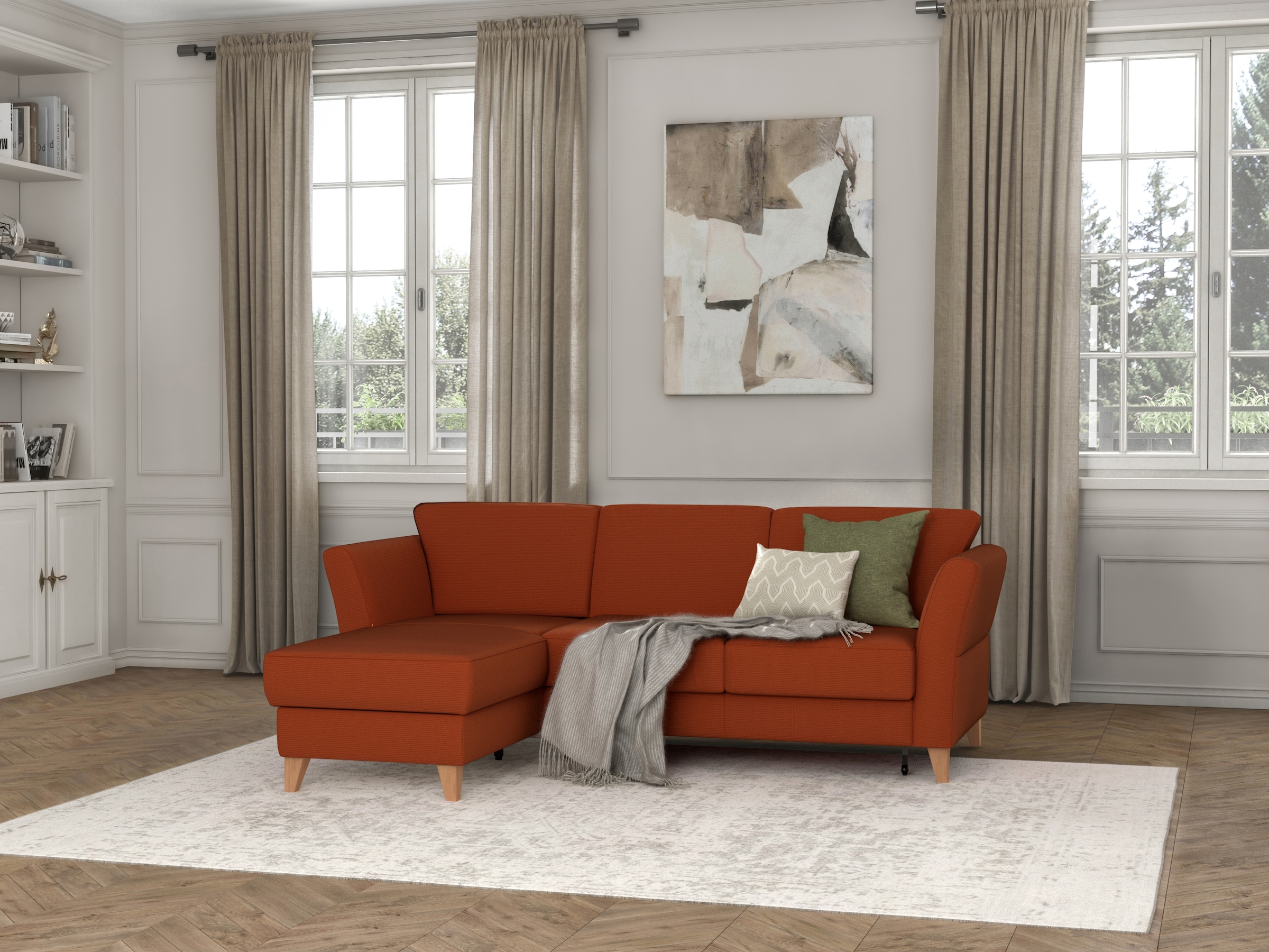 sit&more Ecksofa »Visby L-Form«, Wahlweise mit Bettfunktion und Bettkasten, frei im Raum stellbar