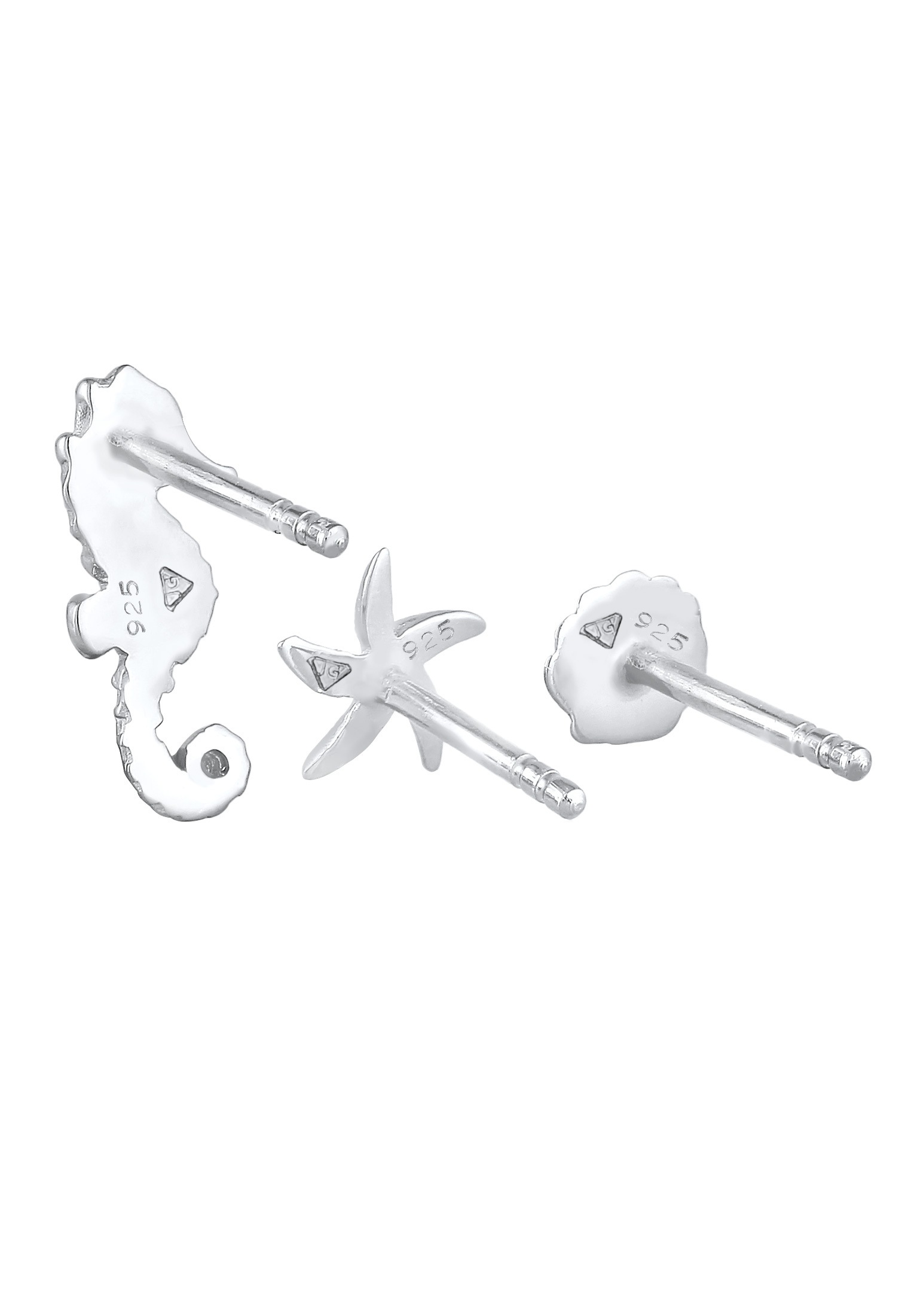 Elli Ohrstecker-Set »Ohrringe Seestern Muschel Seepferd Ozean (3 tlg) 925 Silber«