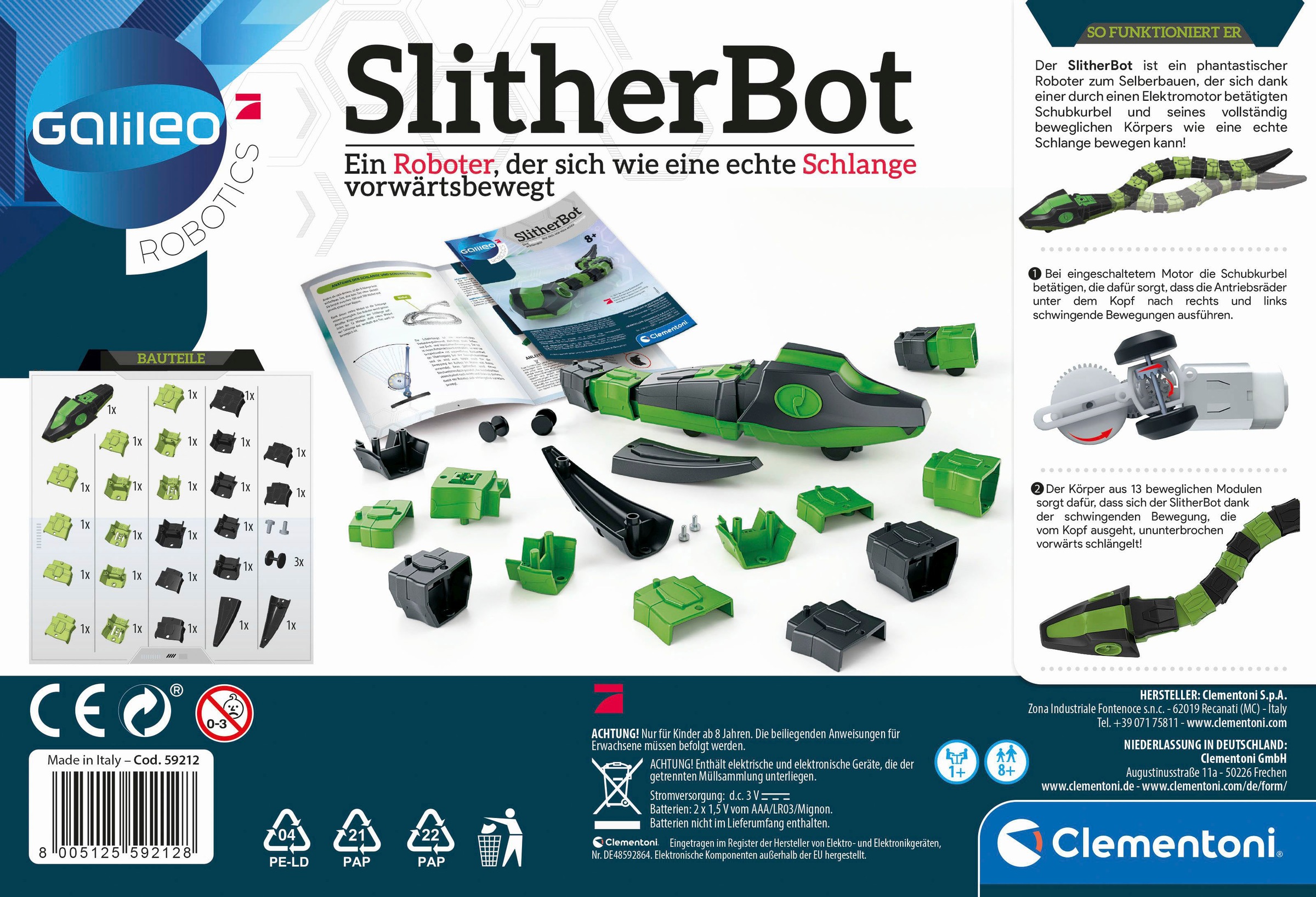 Clementoni® Modellbausatz »Galileo, SlitherBot«, Made in Europe