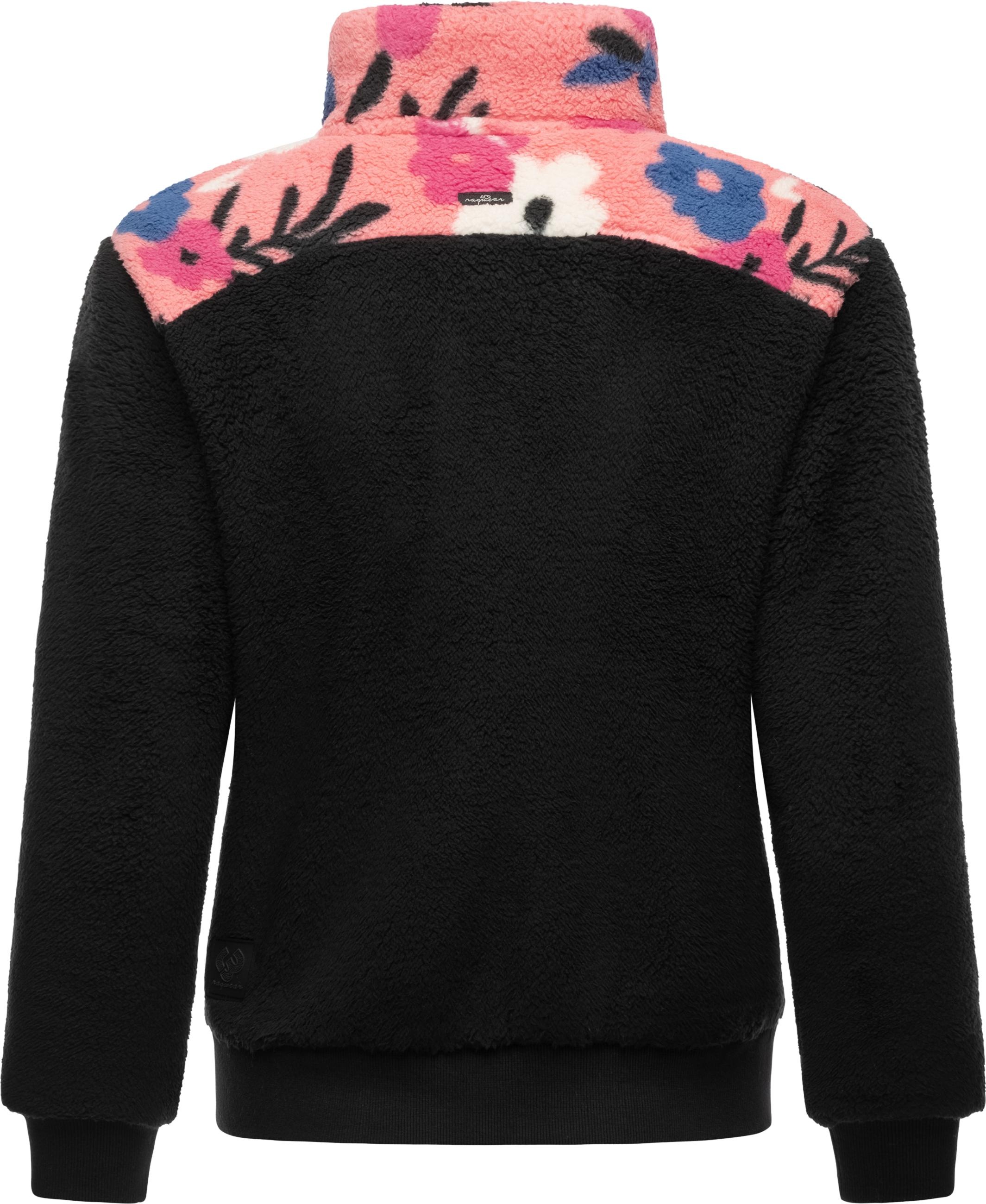 Ragwear Sweatjacke »Fleecejacke Madaras Flower«, Flauschige Damen Übergangsjacke aus Teddyfleece