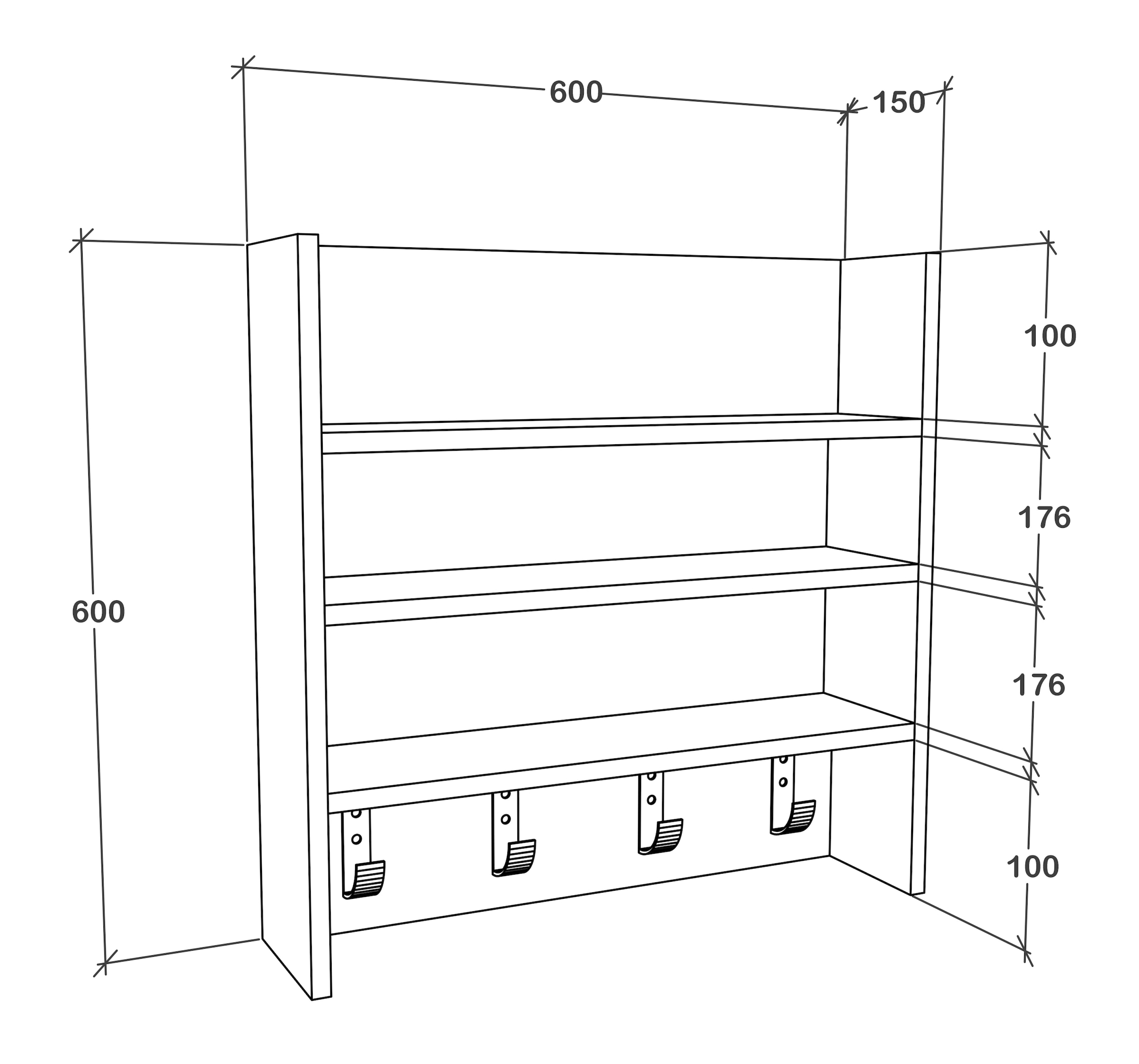 VCM Hängeschrank »Küchenschrank Gewürzregal B. 60 cm Wandregal Esilo«