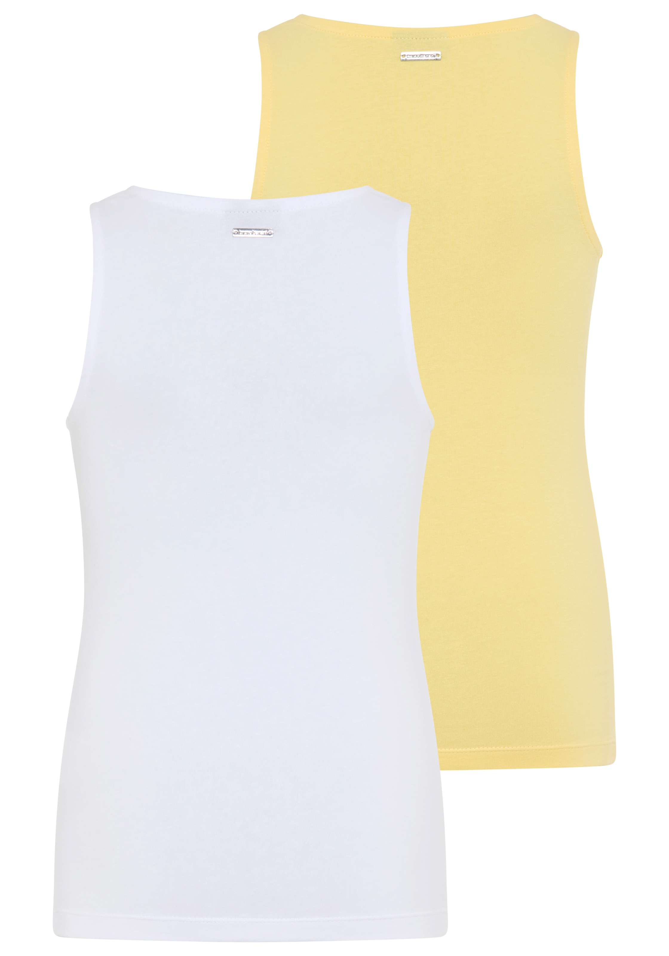 Bruno Banani T-Shirt »2er Pack Tank Tops, modische Basics für Mädchen« Packung, 2, 2 tlg. ohne Ärmel, Basic Passform, unifarben, aus Baumwolle und Elasthan