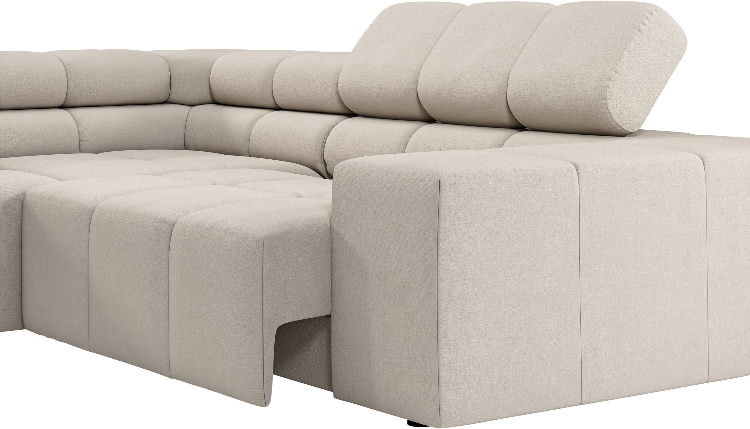 INOSIGN Ecksofa »Ancona, incl. Kopfteilverstellung + 3 Zierkissen, L-Form, bequem«, wahlweise motorische Sitztiefenverstellung, B/T(H: 249/215/70 cm