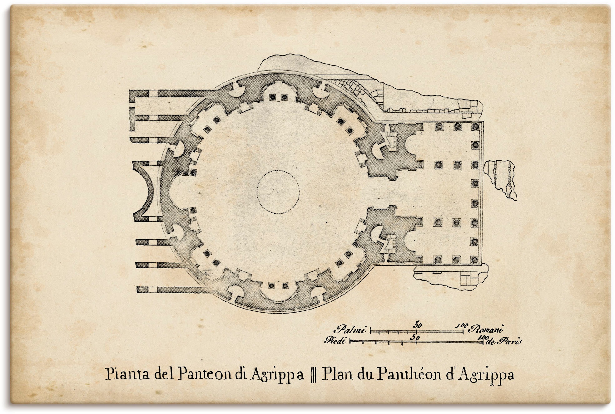 Artland Wandbild »Plan für die Pantheon«, Gebäude, (1 St.), in vielen Größen & Produktarten - Alubild / Outdoorbild für den Außenbereich, Leinwandbild, Poster, Wandaufkleber / Wandtattoo auch für Badezimmer geeignet