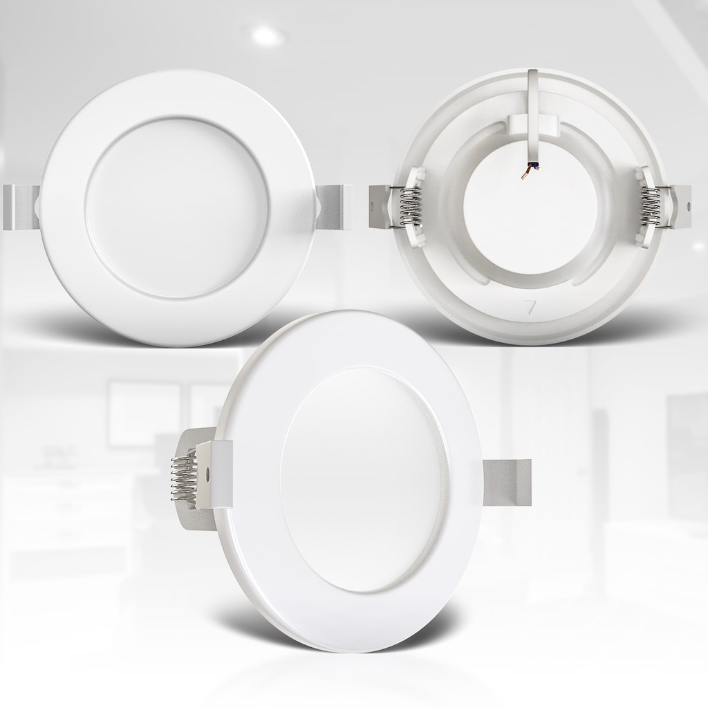 B.K.Licht LED Bad-Einbauleuchten, 6er-Set, Schutzart IP44, ultraflache Bauweise, Ø 11,5 cm, inkl. LED Leuchtmittel