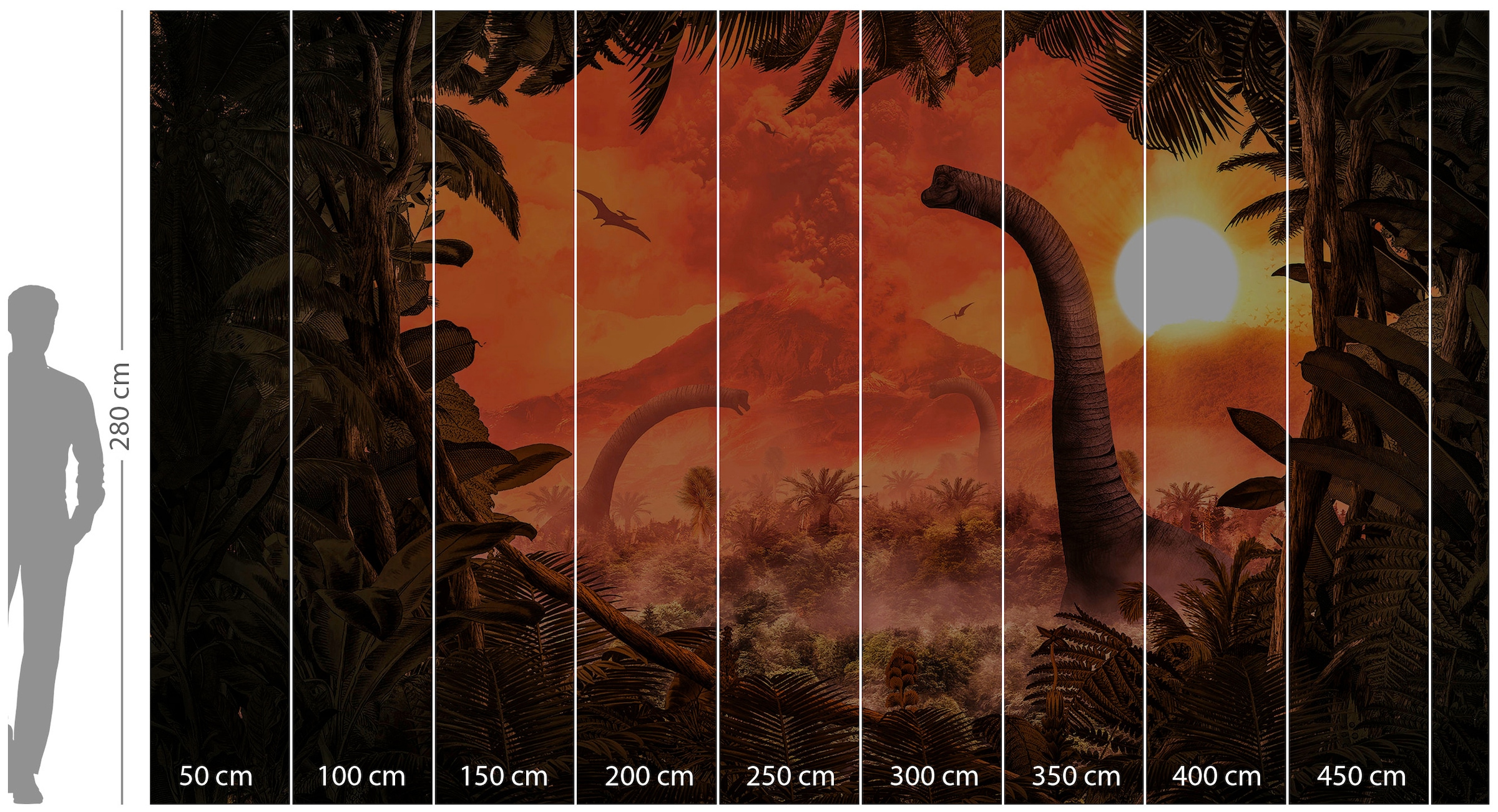 Komar Vliestapete »Digitaldruck Vlies - Brachiosaurus Panorama - Größe 500 x 280 cm«, bedruckt, Kinderzimmer
